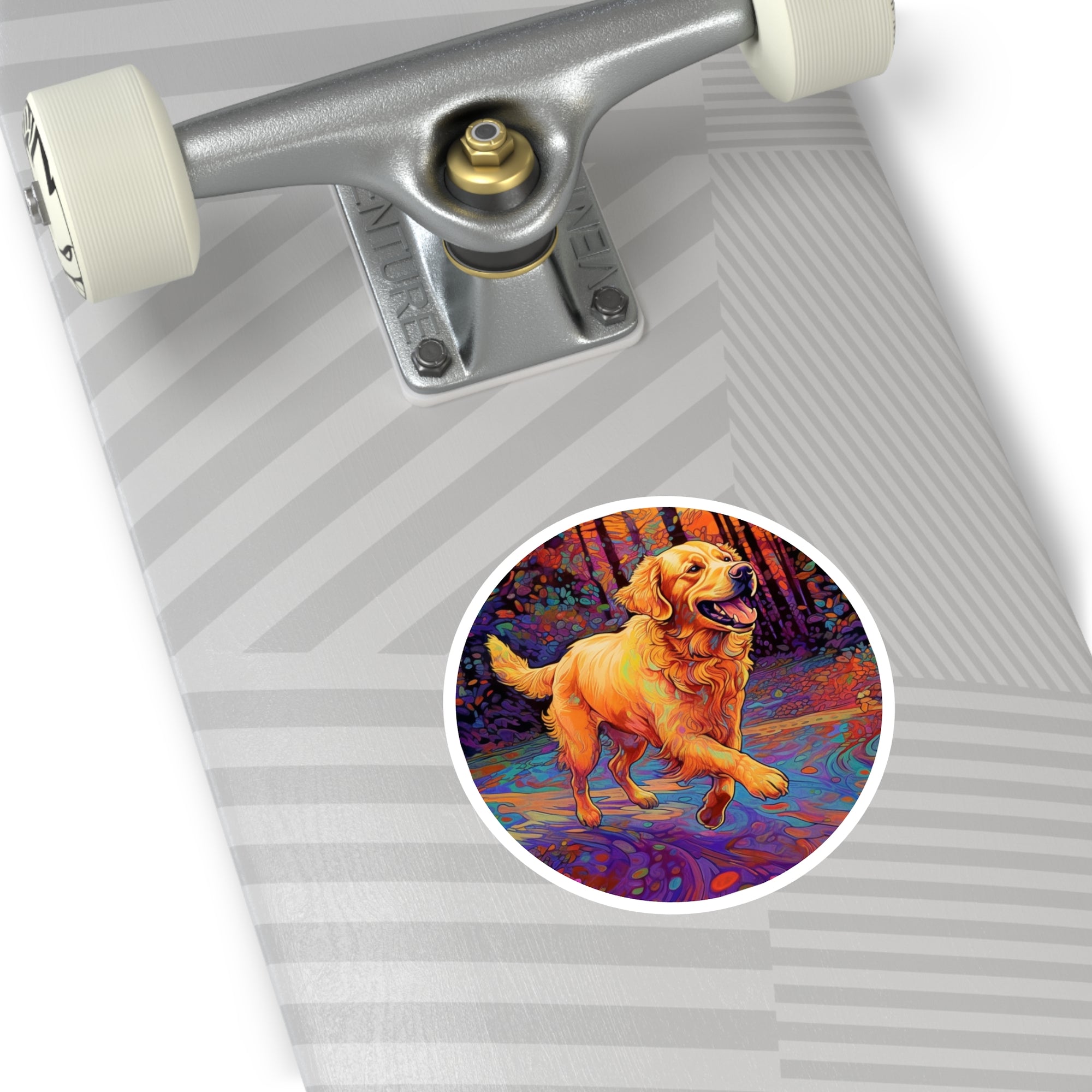 Golden Retriever Running Sticker, Vibrant Art, Joyful Motion, Dog Lover Gift