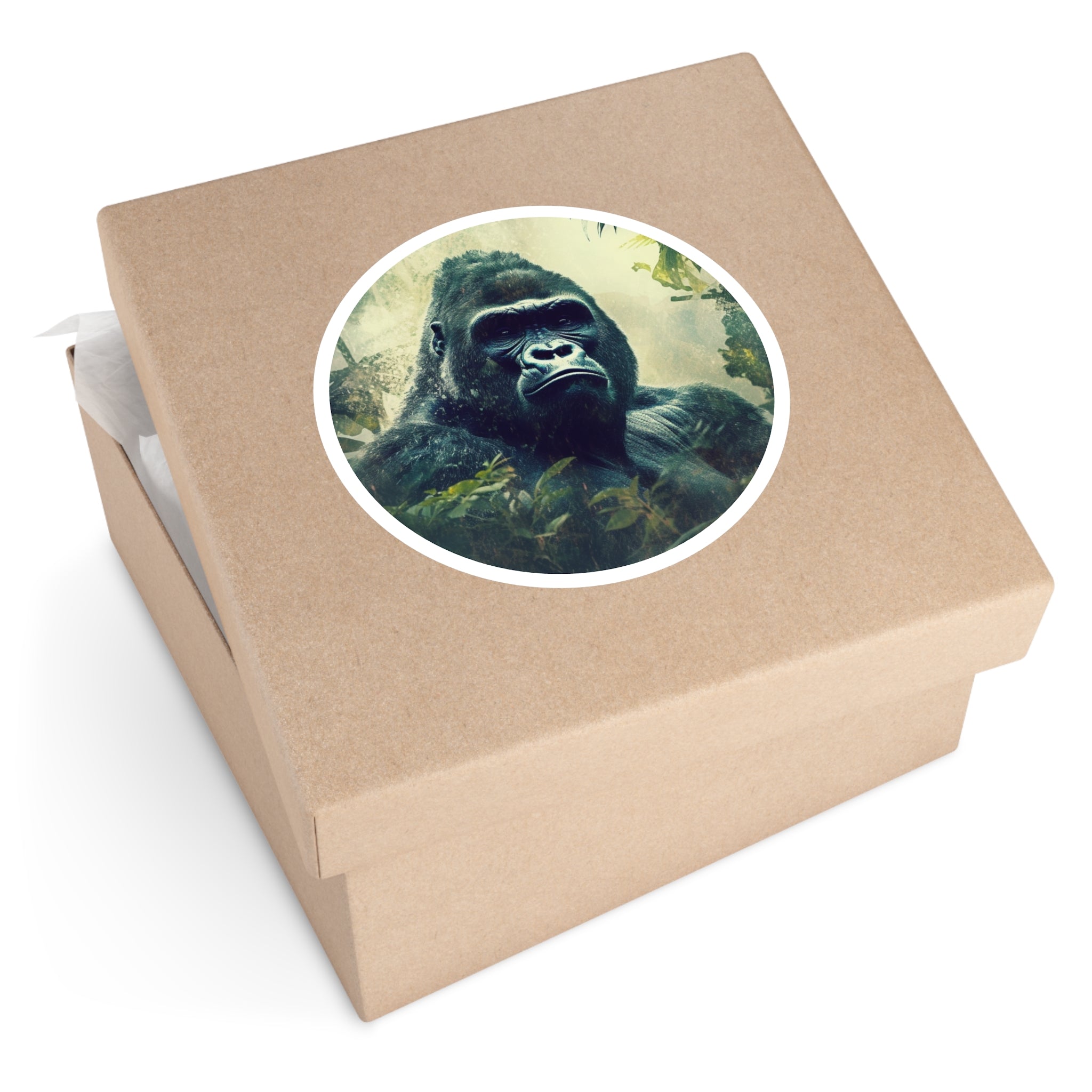 Gorilla Jungle Sticker, Realistic Wildlife Art, Nature Scene, Jungle Decor