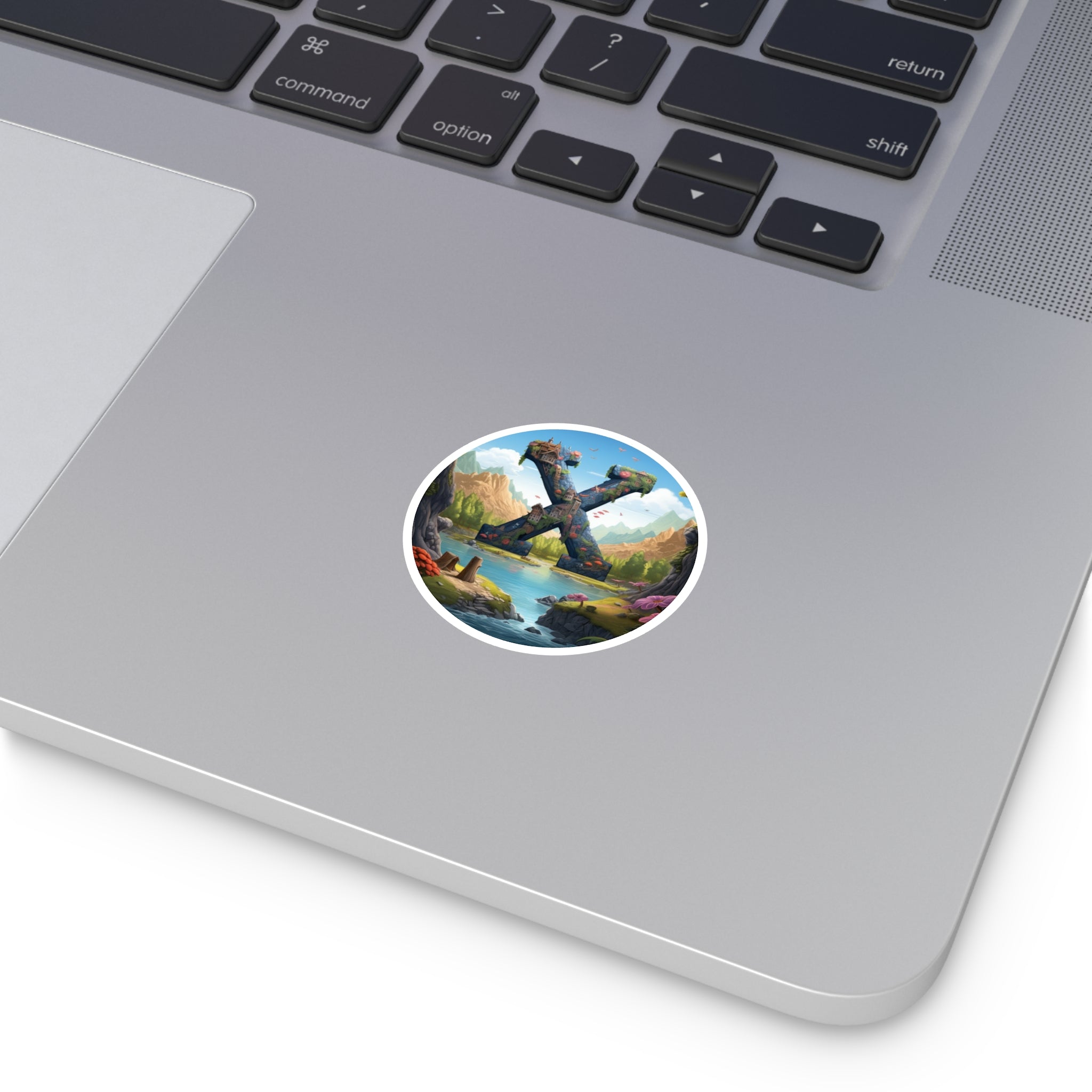 Letter X Whimsical Design, Nature Fantasy Sticker, Peaceful Gift