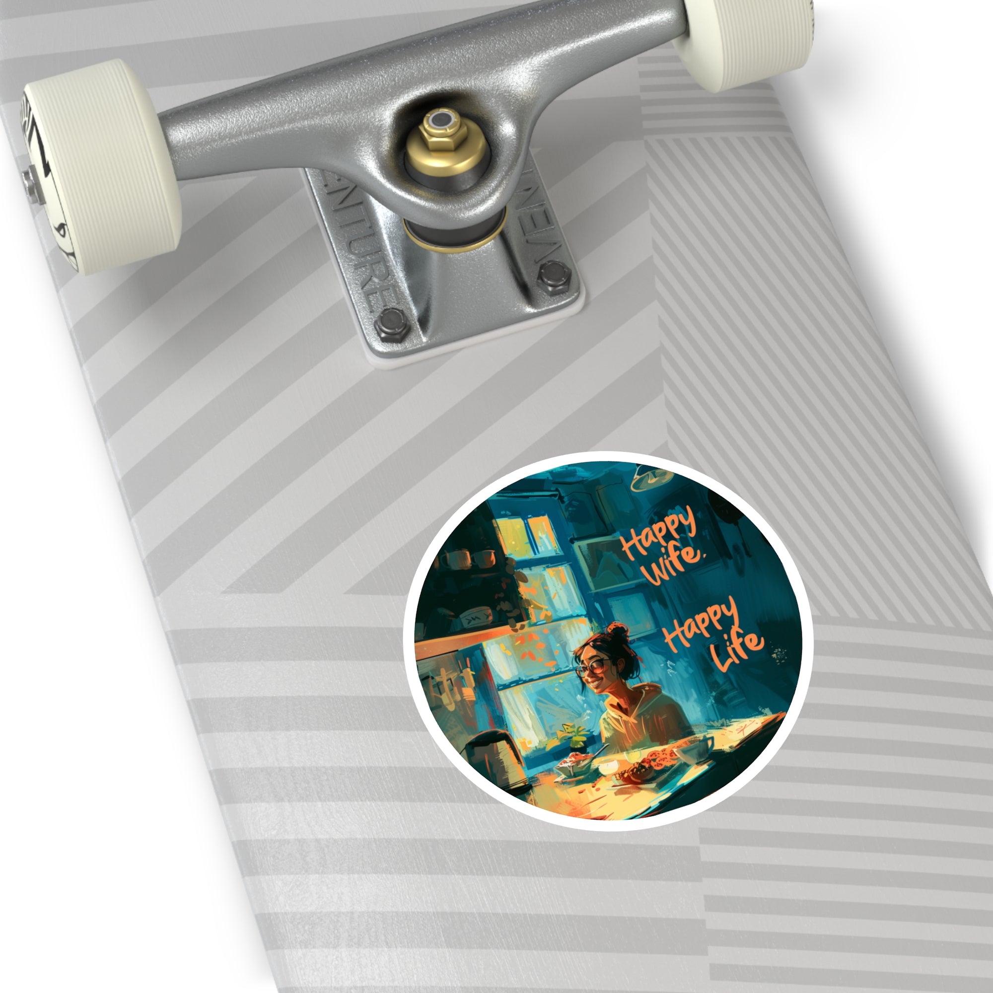 Happy Wife Happy Life sticker, cheerful art, kitchen decor, fun gift