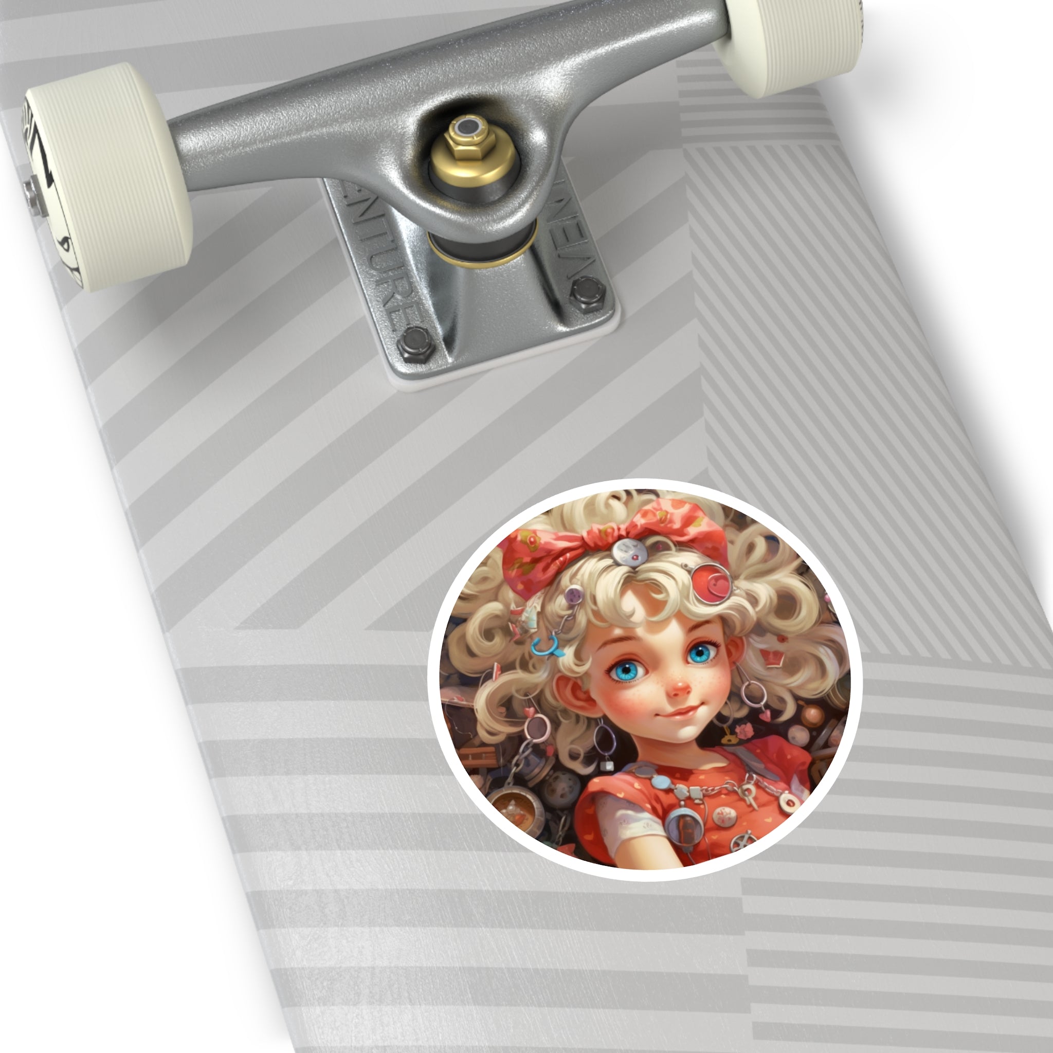 Golden Trinkets, Cute Kids Sticker, Whimsy Portrait, Sweet Style