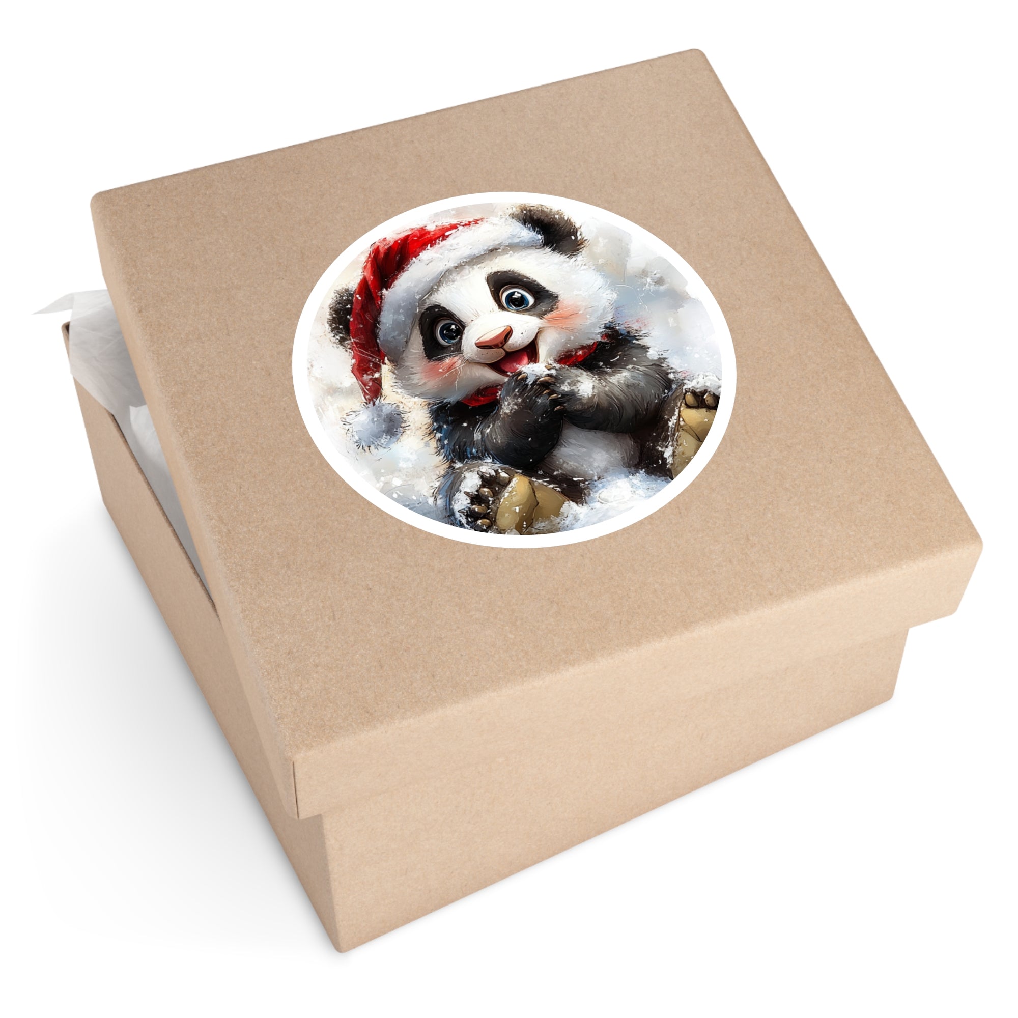 Festive Panda Sticker, Cute Christmas Design, Winter Animal Art, Holiday Gift