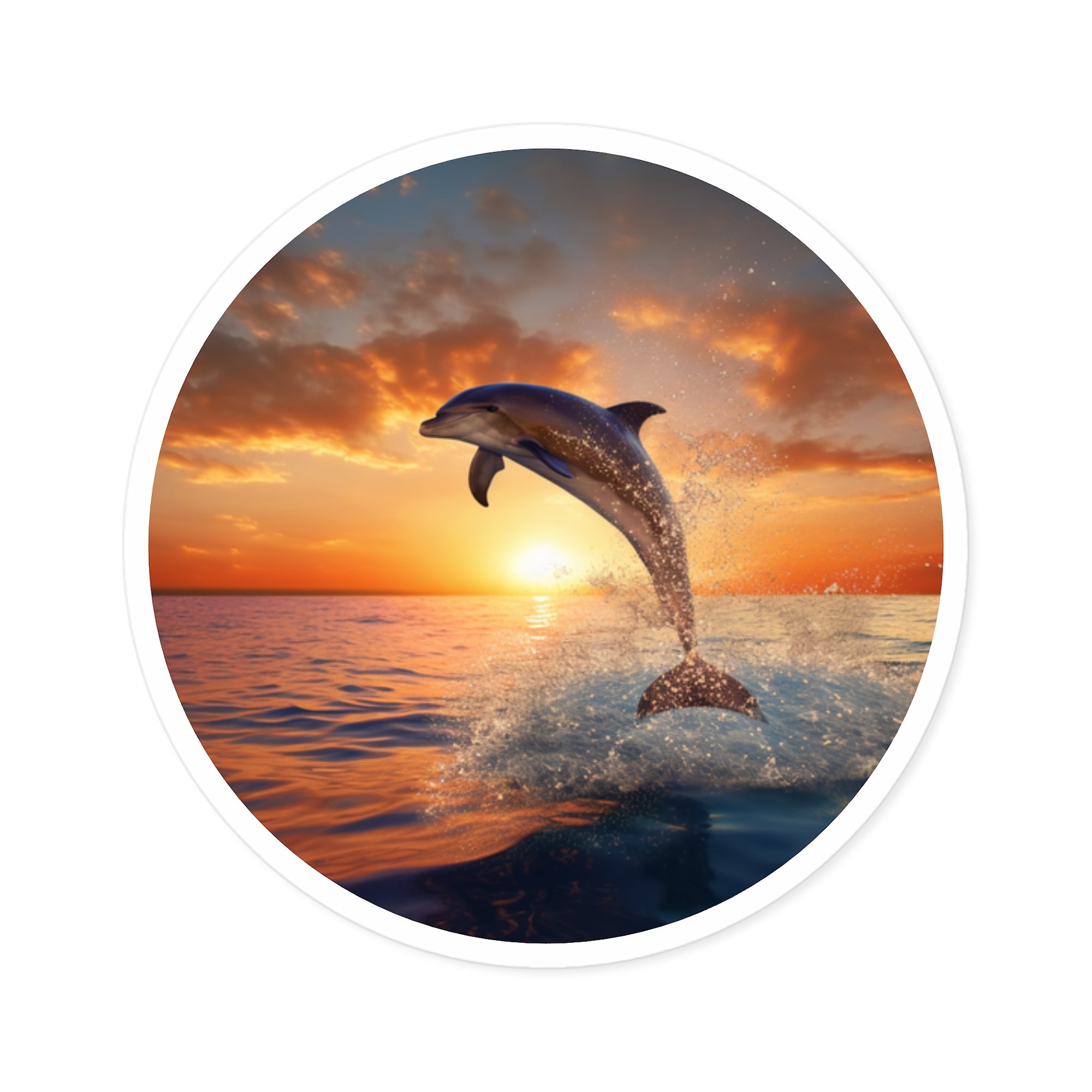Dolphin at Sunset, Ocean Animal Sticker, Beach Art, Marine Life Gift