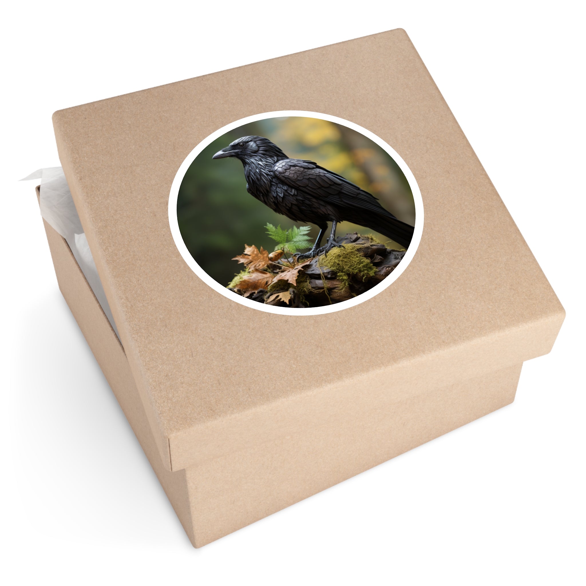 Raven Sticker, Realistic Black Bird Art, Forest Design, Mysterious Aesthetic