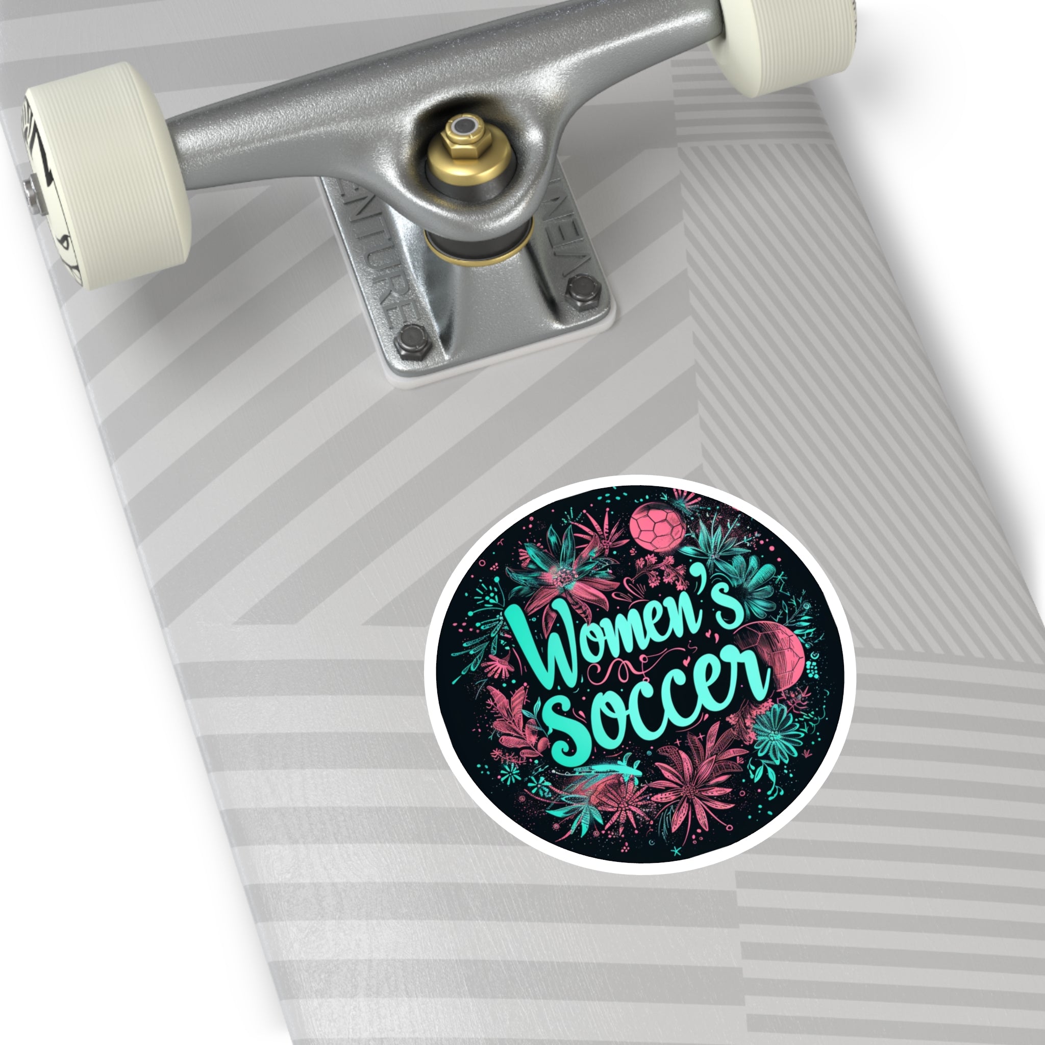 Women’s Soccer Sticker, Floral Ball Art, Sports Design, Gift Idea
