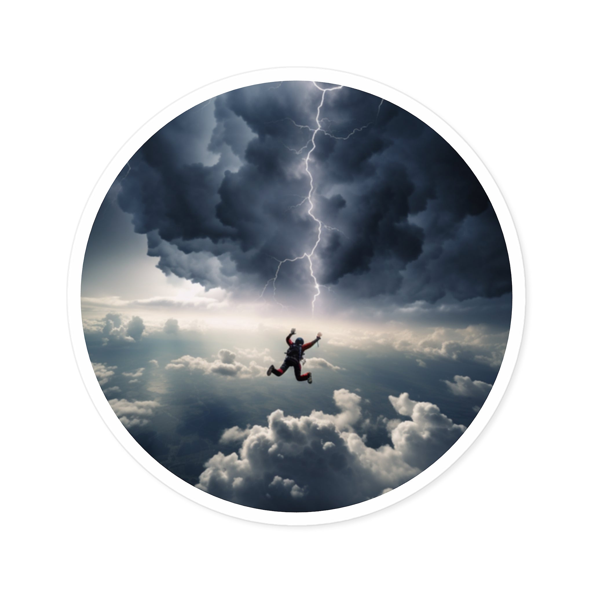 Storm Skydive Sticker, Lightning Adventure Art, Extreme Sport Design, Thrill Gift