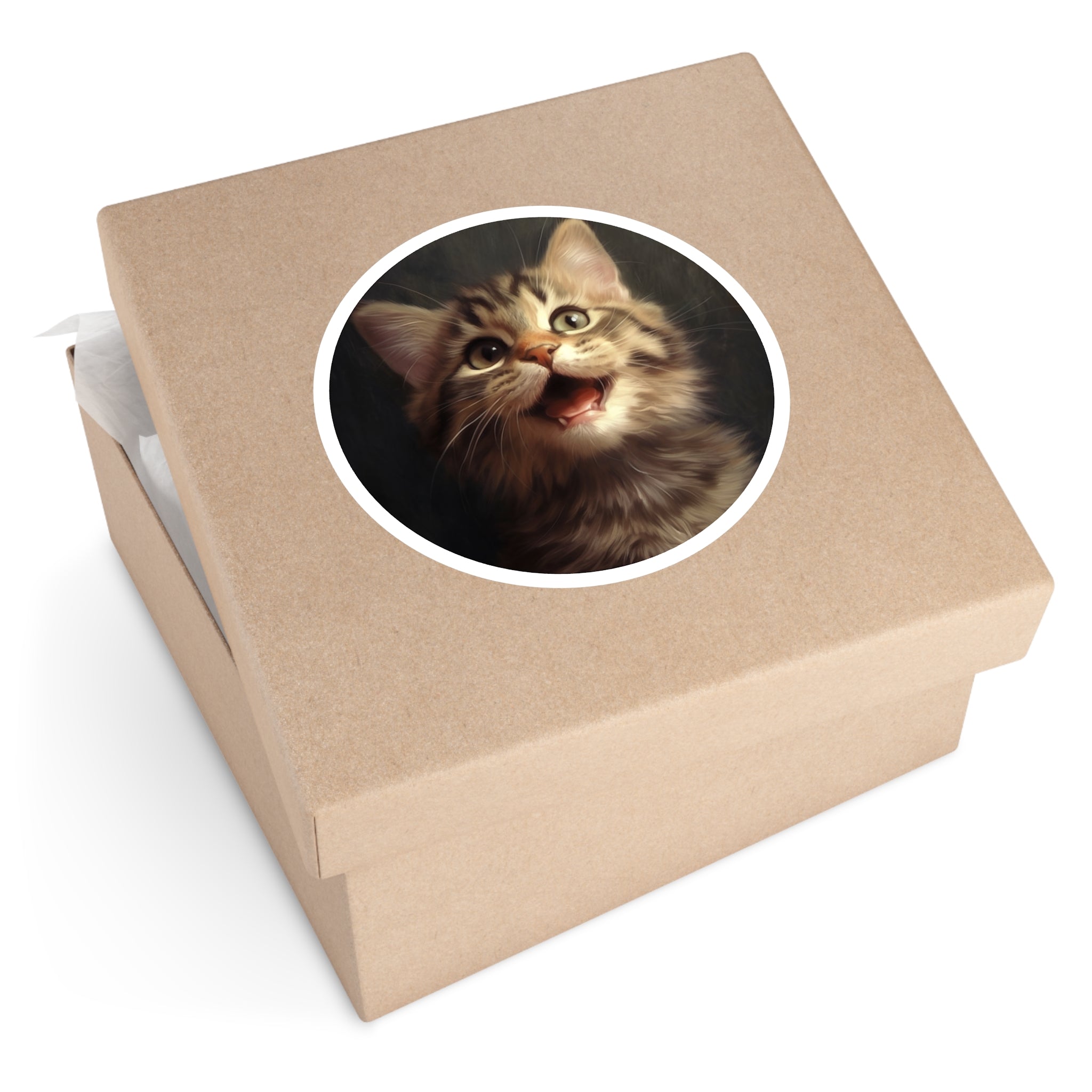 Happy Cat, Realistic Pet Sticker, Cute Design, Joyful Expression