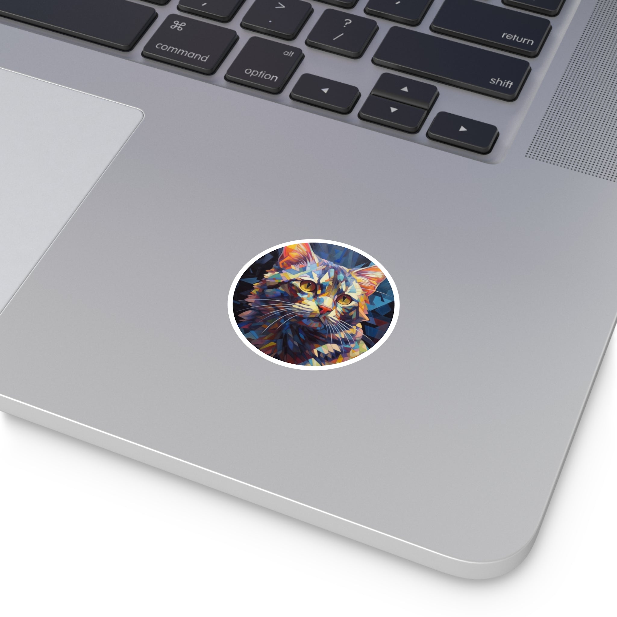 Prismatic Cat, Geometric Color Art Sticker, Modern Design, Abstract Feline