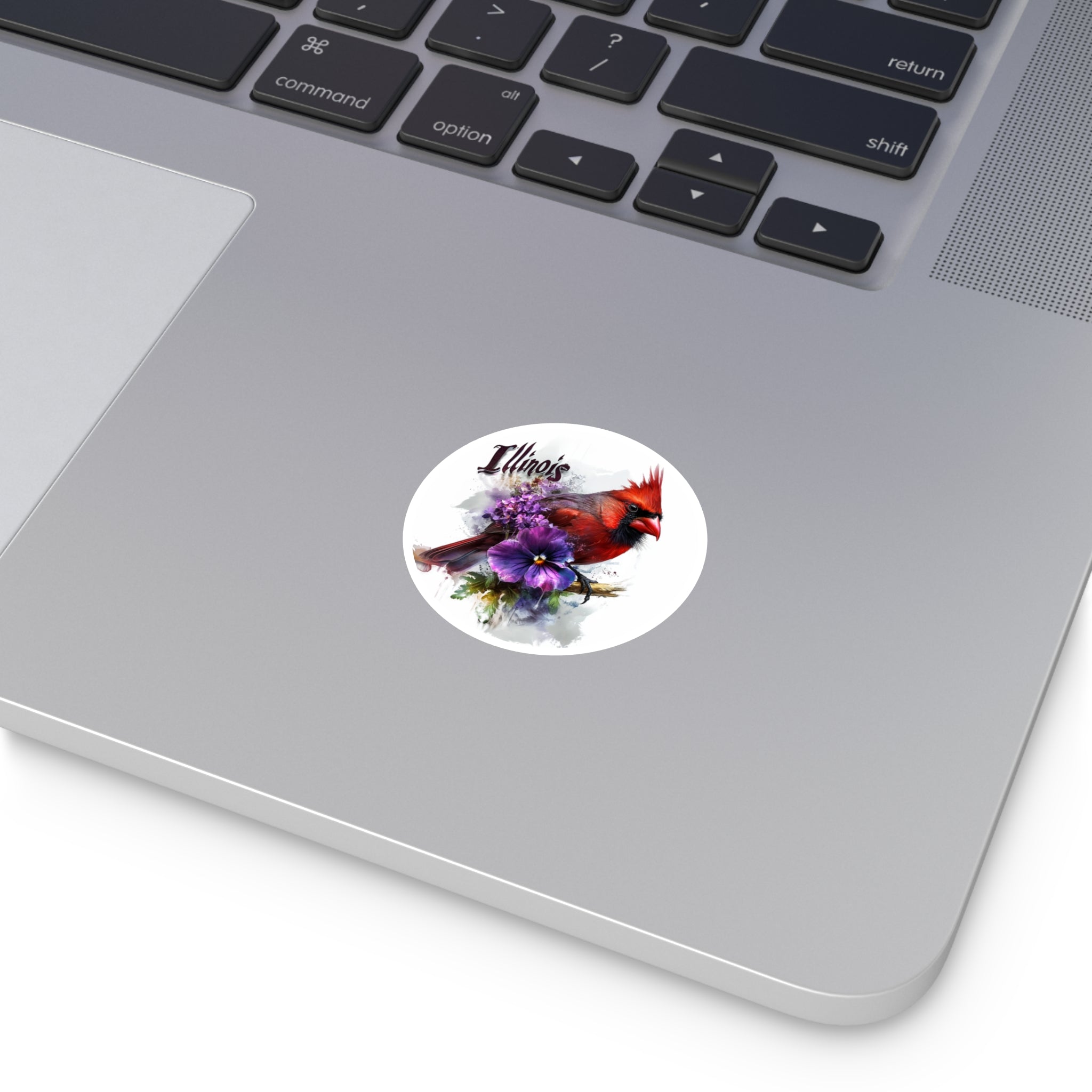 Illinois Cardinal, Violet Flower Sticker, State Pride Art, Nature Design