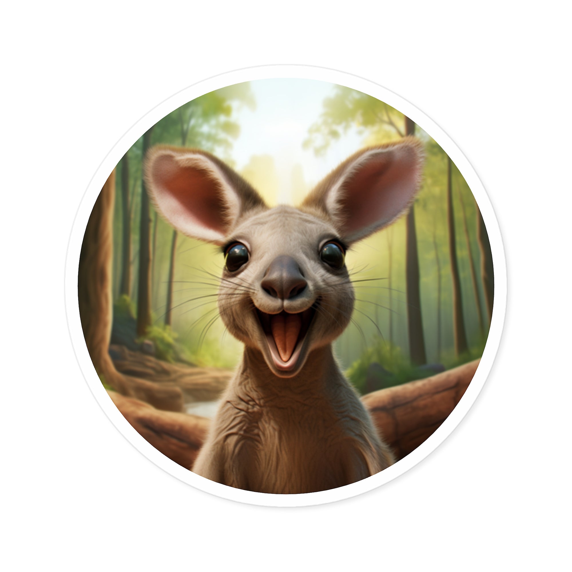 Happy Kangaroo Sticker, Cute Animal Art, Joyful Wildlife Design, Fun Gift