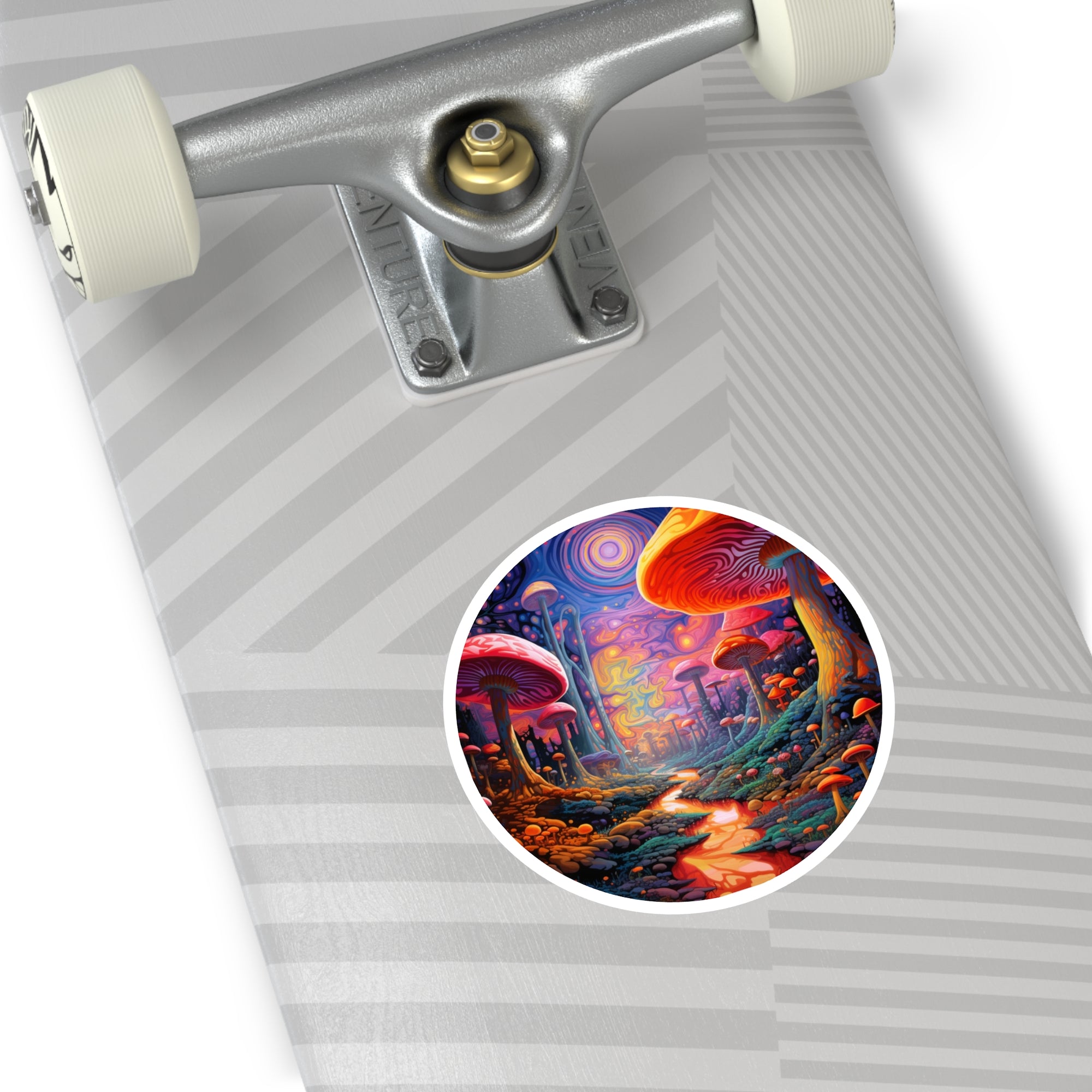 Colorful Mushroom Valley, Trippy Art Sticker, Creative Decor, Fantasy World