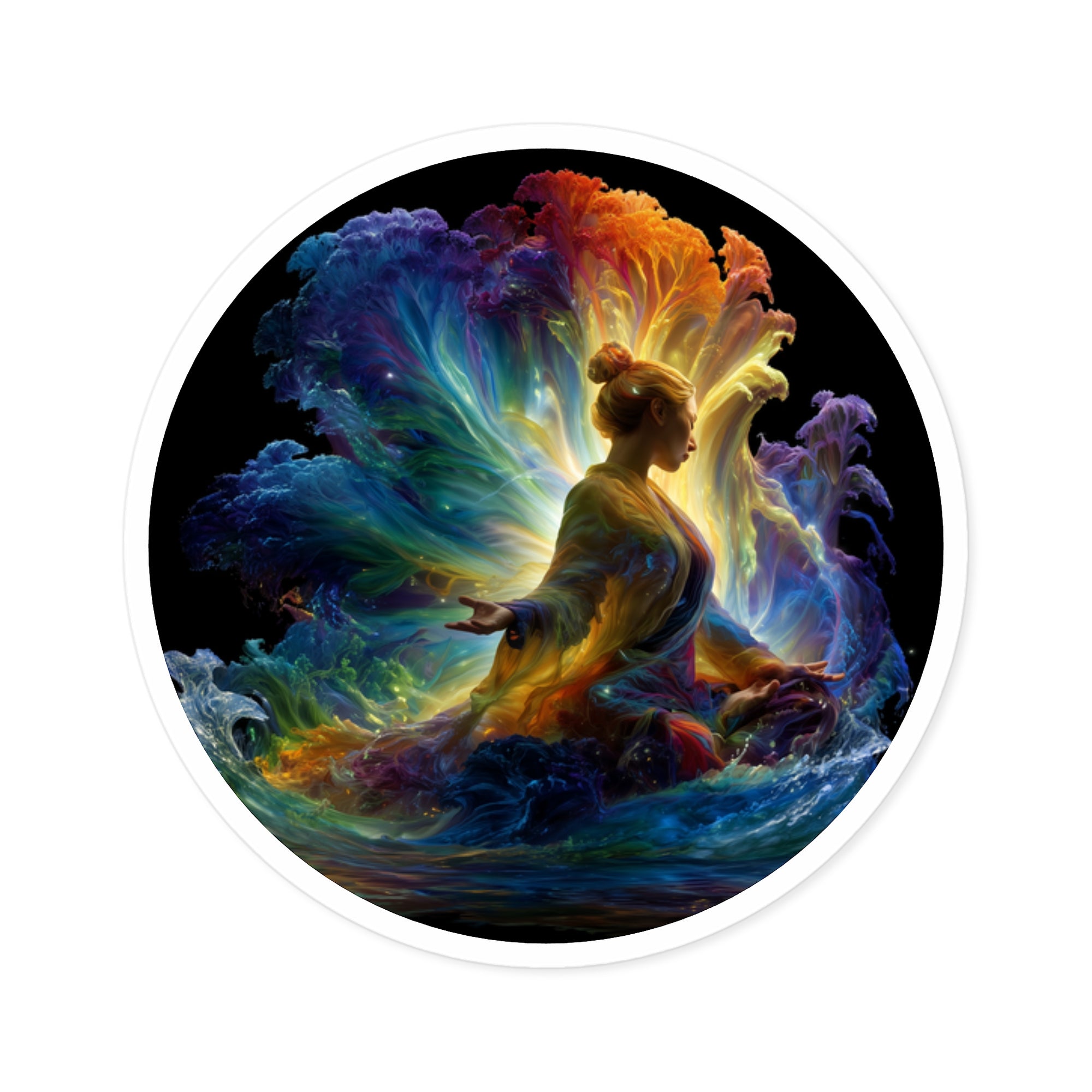 Color Aura Woman, Artistic Sticker, Notebook Decor, Creative Gift