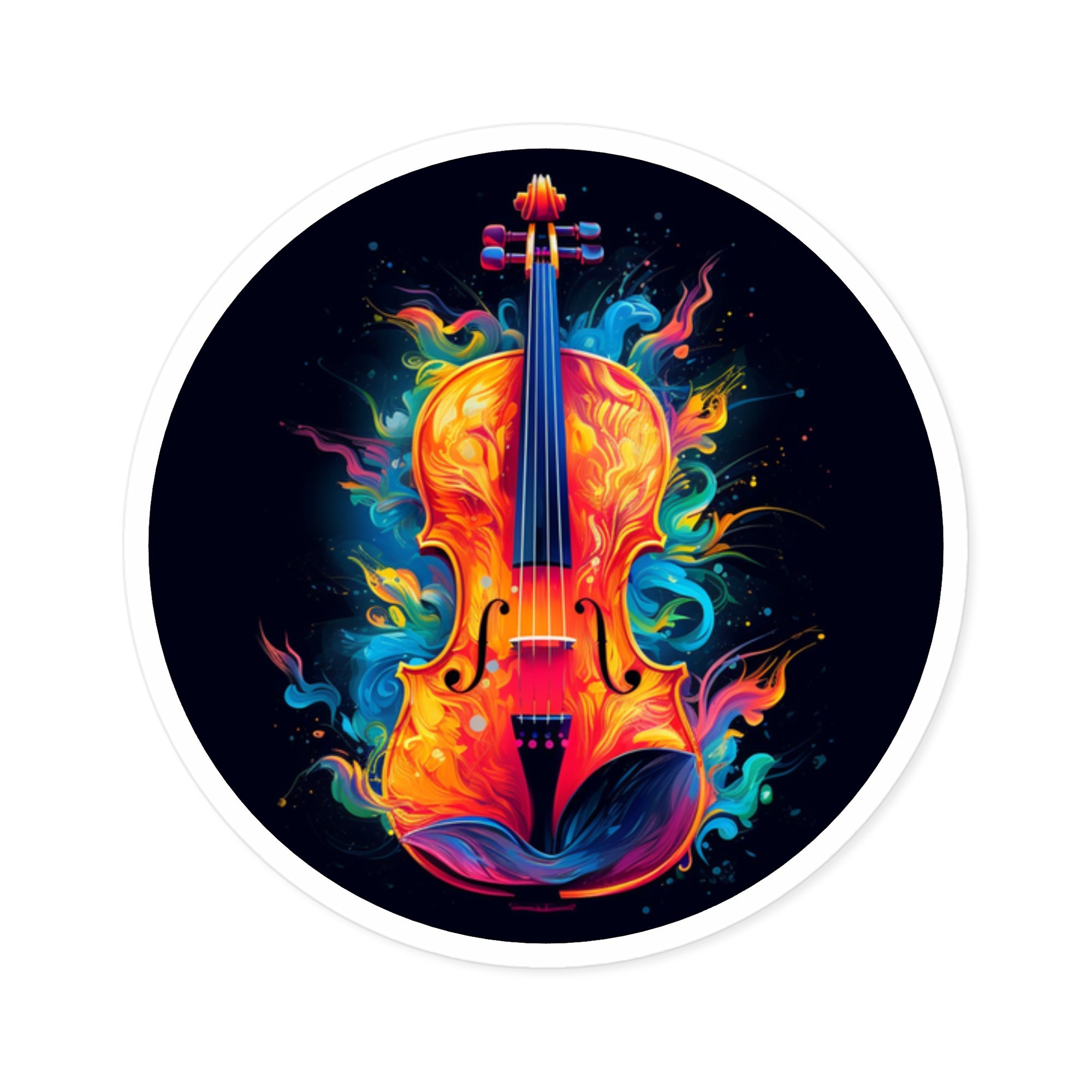 Fiery Violin, Musical Art Sticker, Laptop Decal, Creative Music Gift