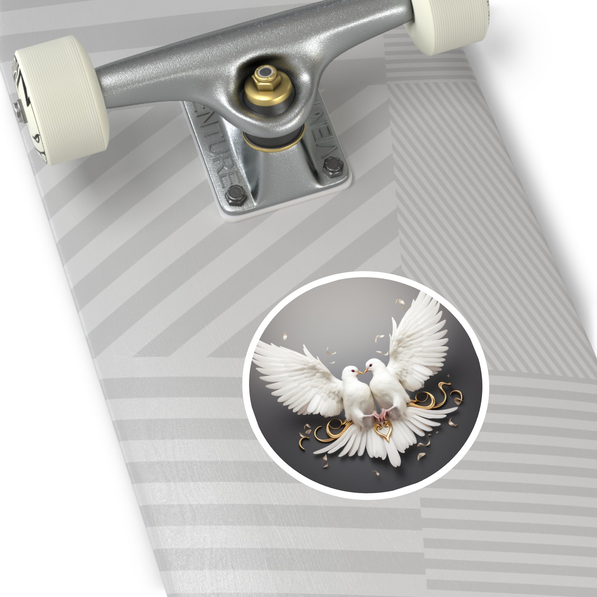 White Doves of Love, Elegant Bird Sticker, Wedding Symbol Design, Peace Art