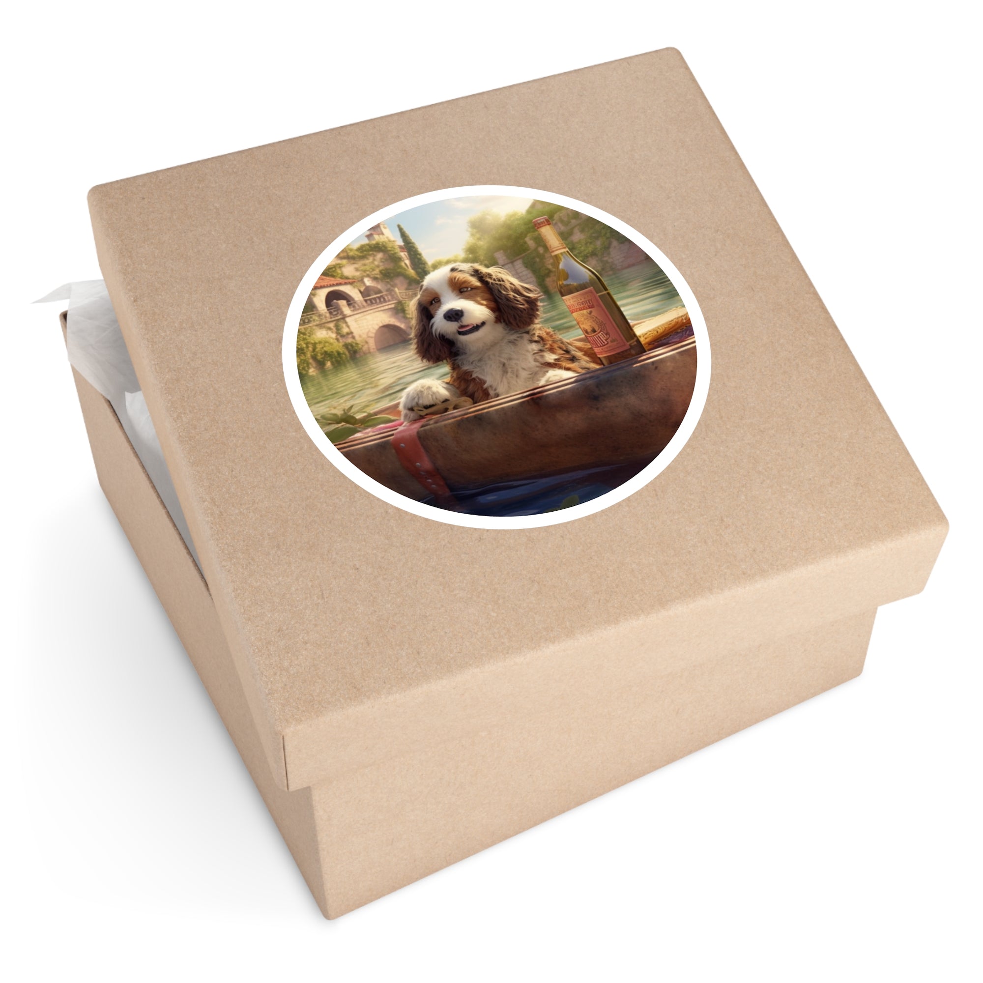 Relaxing Dog Sticker, Wine Raft Design, Funny Pixar Pool Art