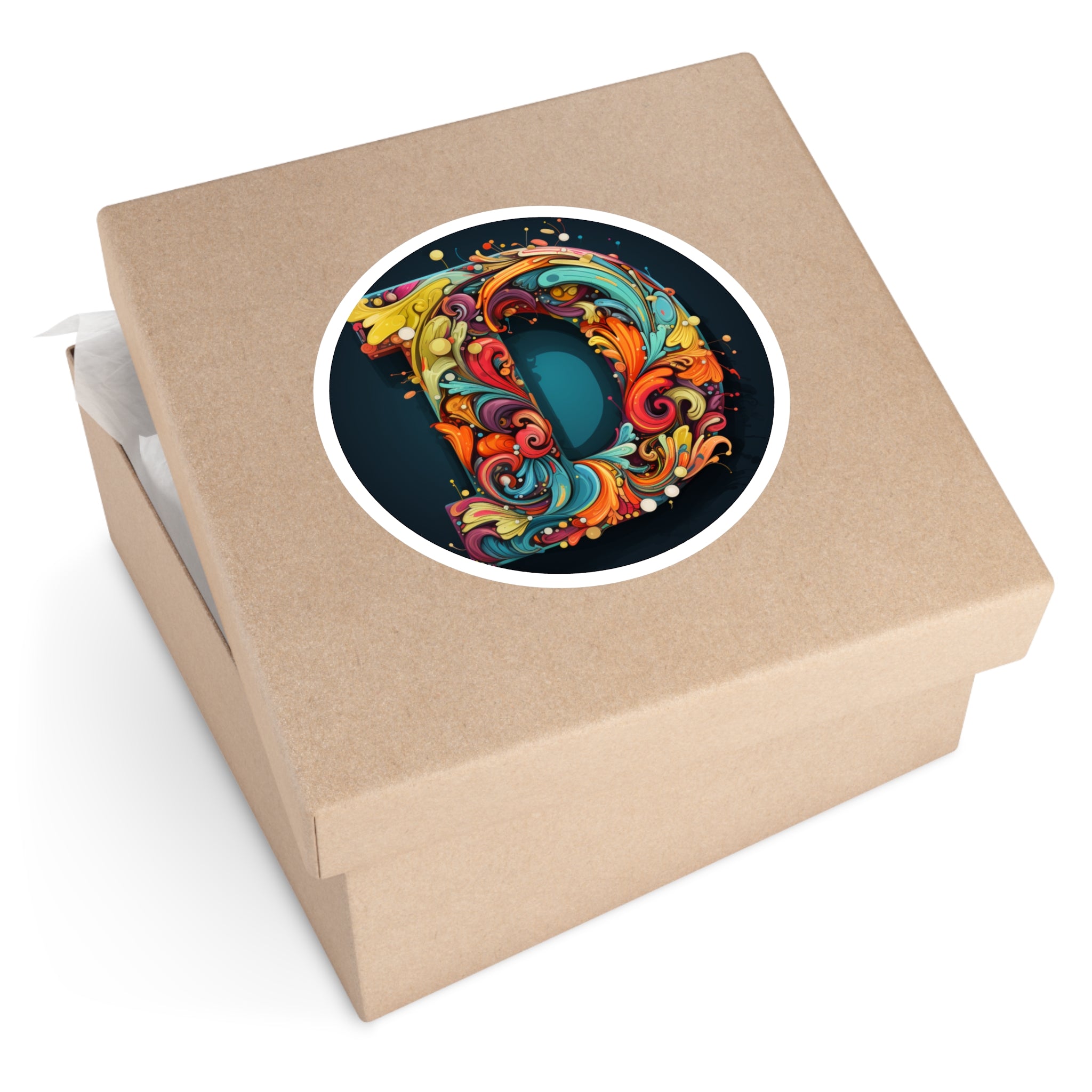 Letter D Groovy Font, Retro Color Sticker, Fun Artistic Gift
