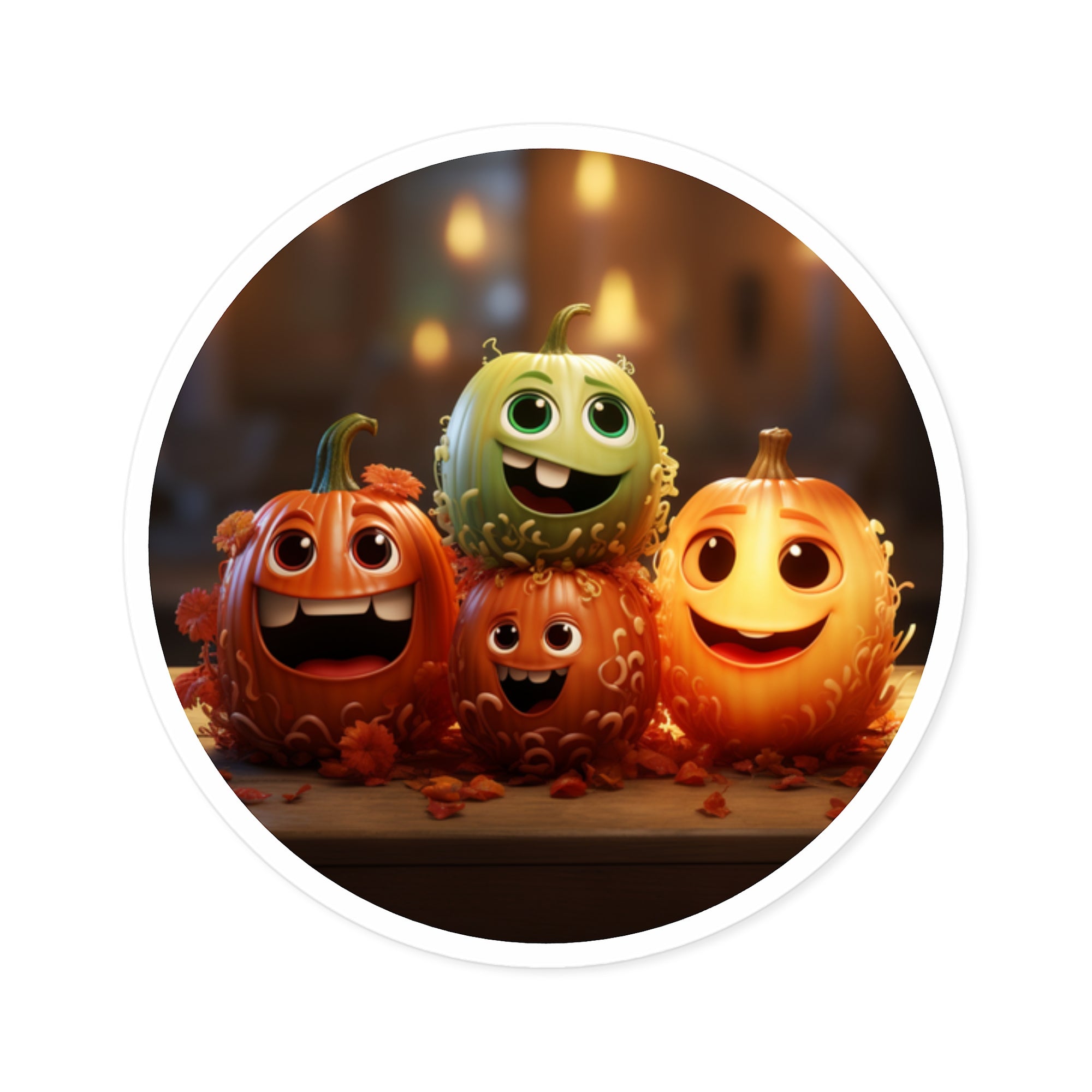 Happy Pumpkin Pals Sticker, Halloween Art, Cute Cartoon Design, Fun Autumn Aesthetic