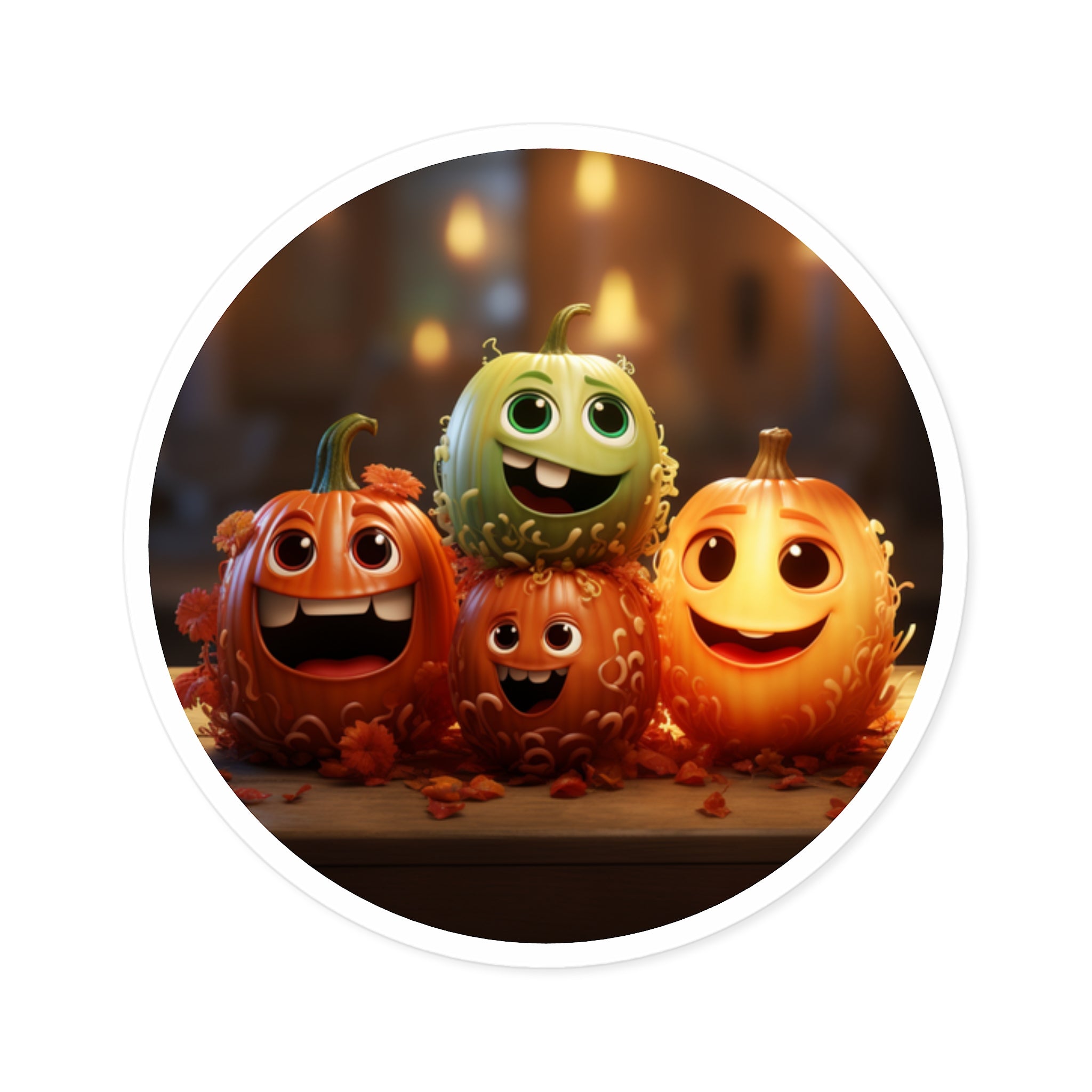 Happy Pumpkin Pals Sticker, Halloween Art, Cute Cartoon Design, Fun Autumn Aesthetic