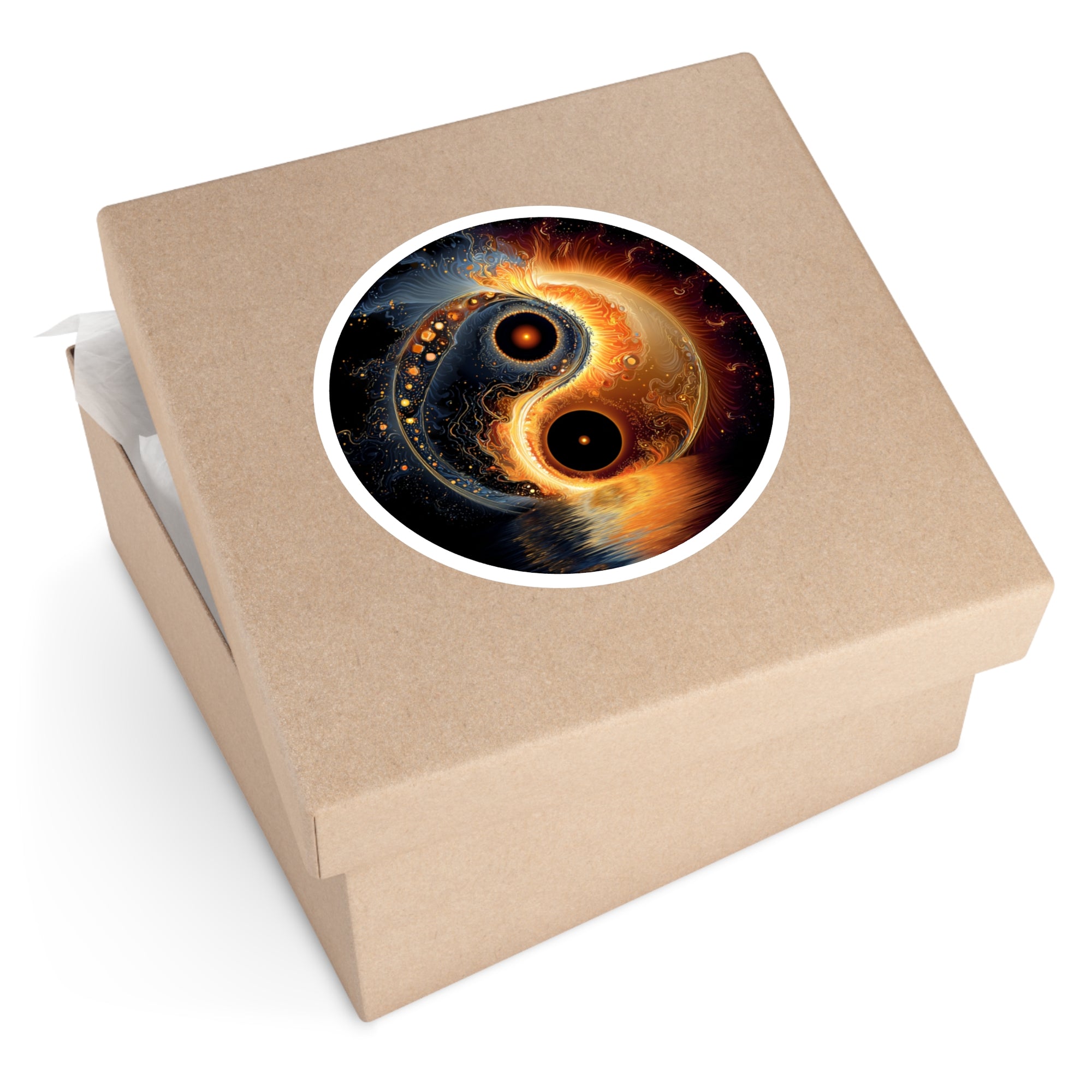 Fire and Ice Yin Yang Sticker, Cosmic Balance Art, Spiritual Decor, Zen Gift