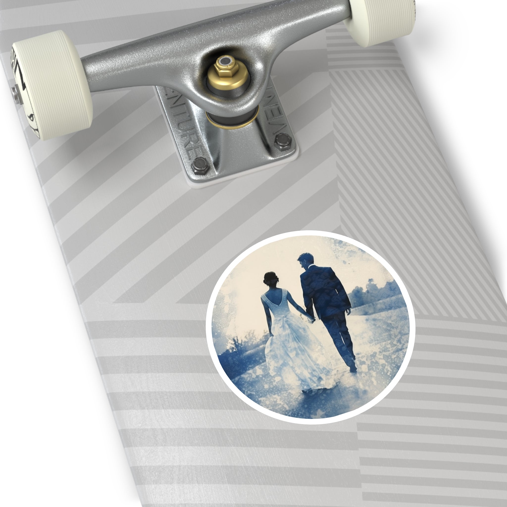 Wedding Dream Sticker, Bride and Groom Art, Romantic Scene, Elegant Gift