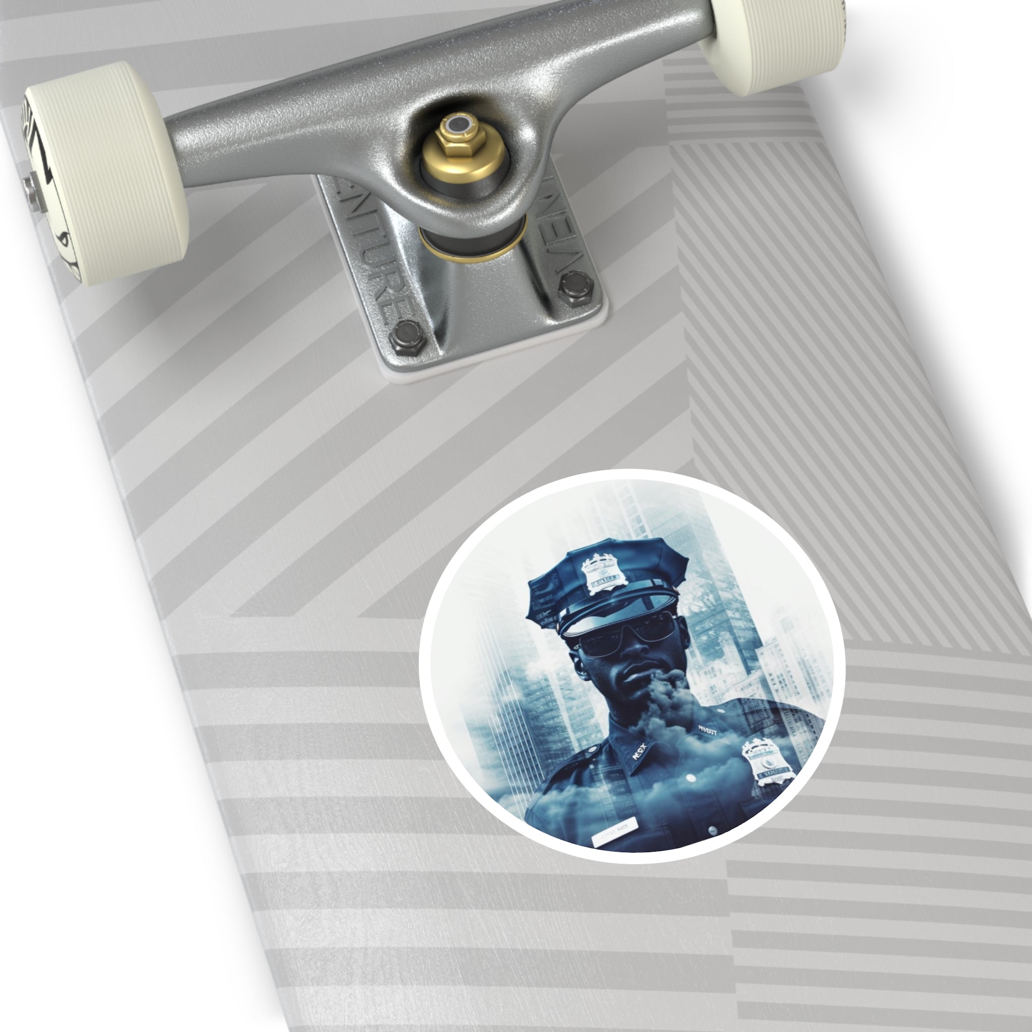 Police City Sticker, Double Exposure Art, Urban Design, Heroic Gift