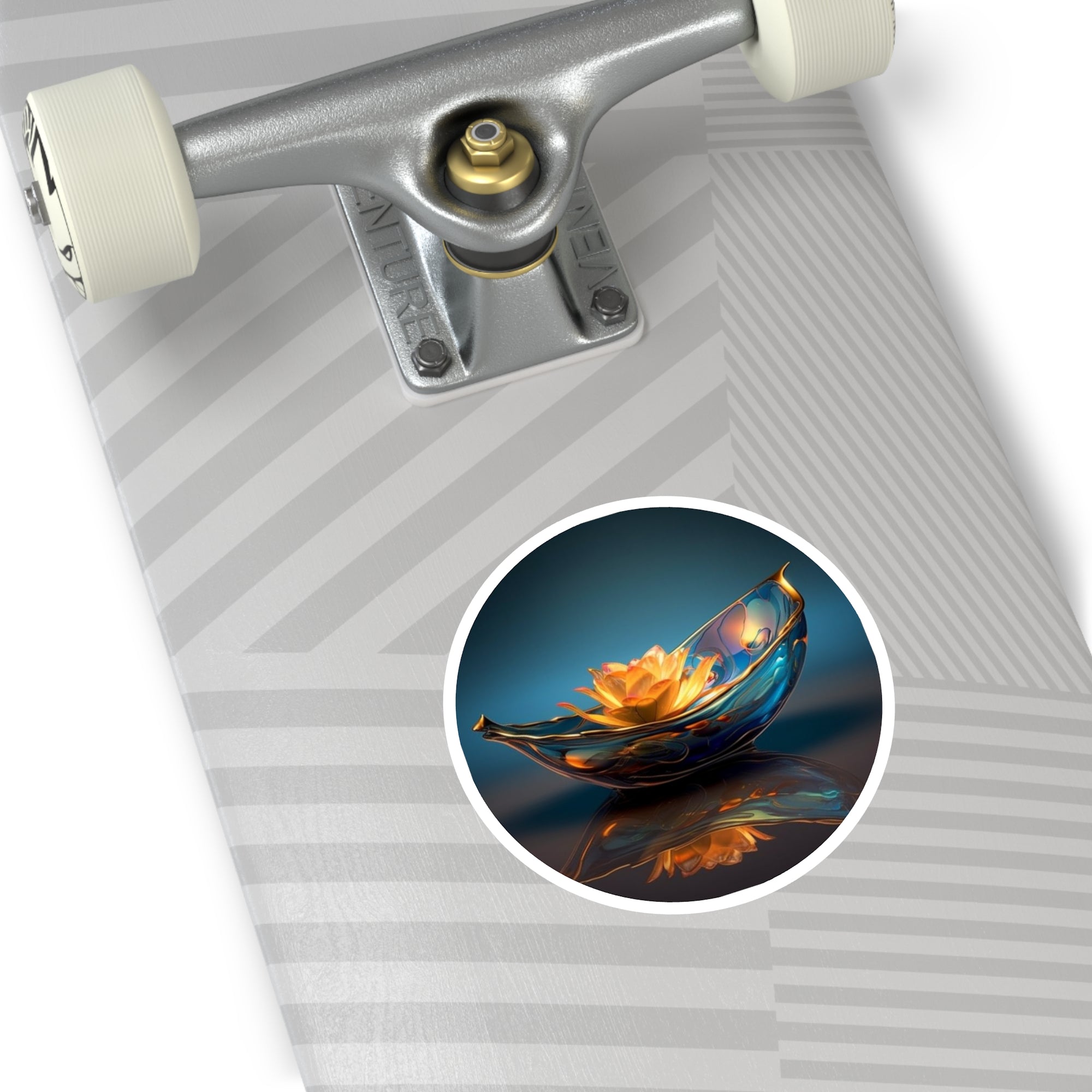 Glass Lotus Boat, Fantasy Art Sticker, Desktop Decor, Gift Idea