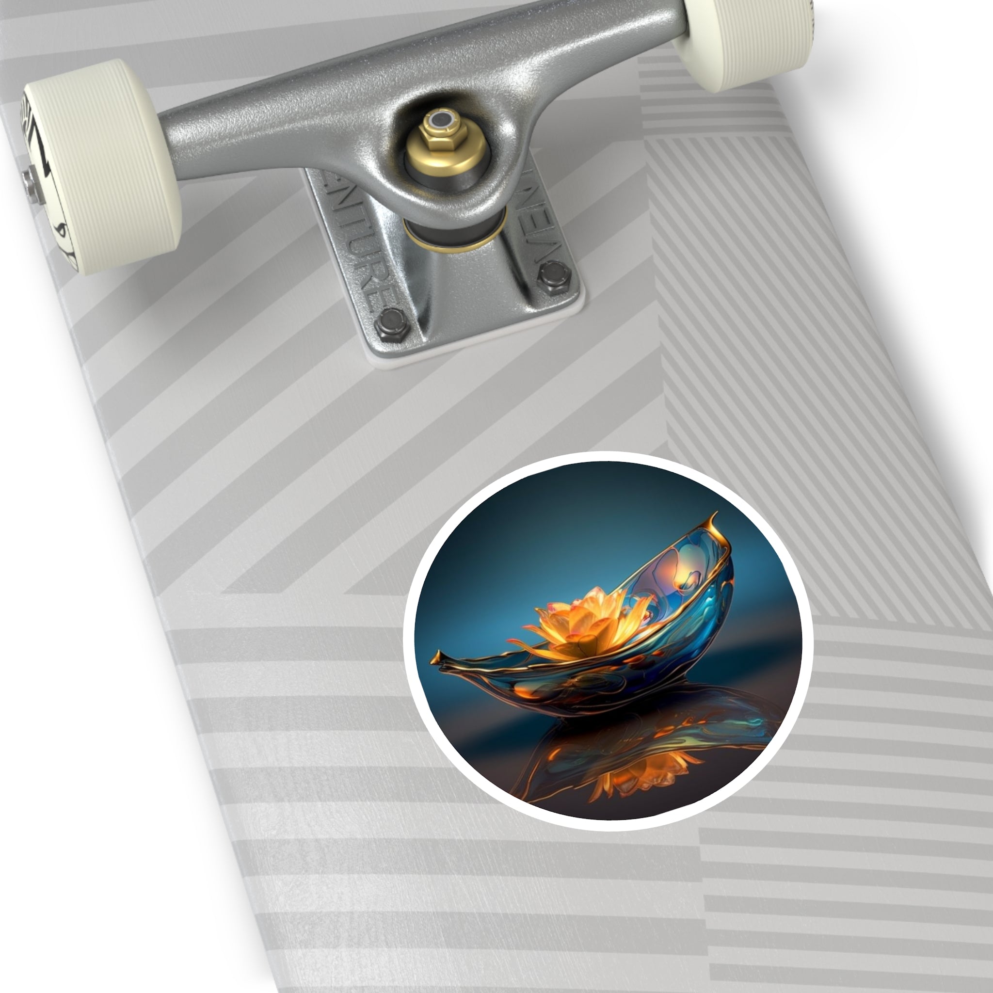 Glass Lotus Boat, Fantasy Art Sticker, Desktop Decor, Gift Idea