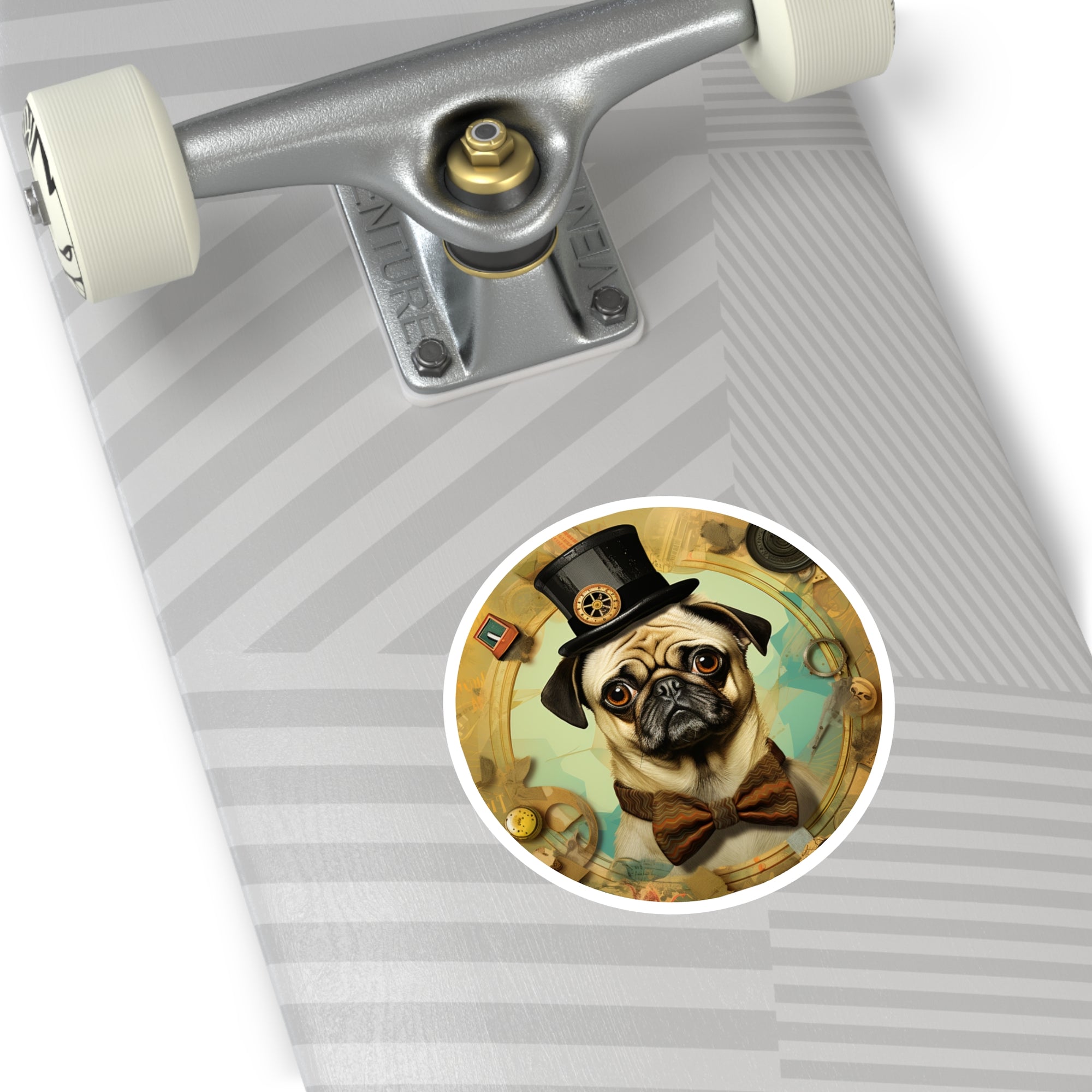 Steampunk Pug Sticker, Retro Dog Art, Vintage Gear Design, Whimsical Gift