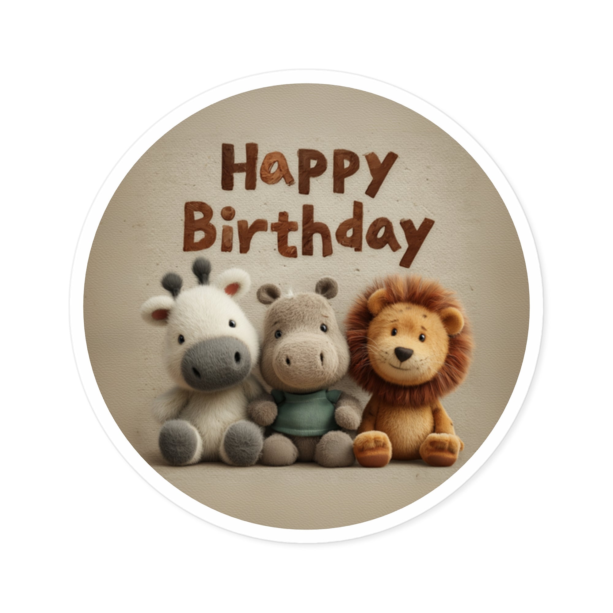 Happy Birthday Sticker, Cute Animal Art, Kids Party Design, Whimsical Celebration