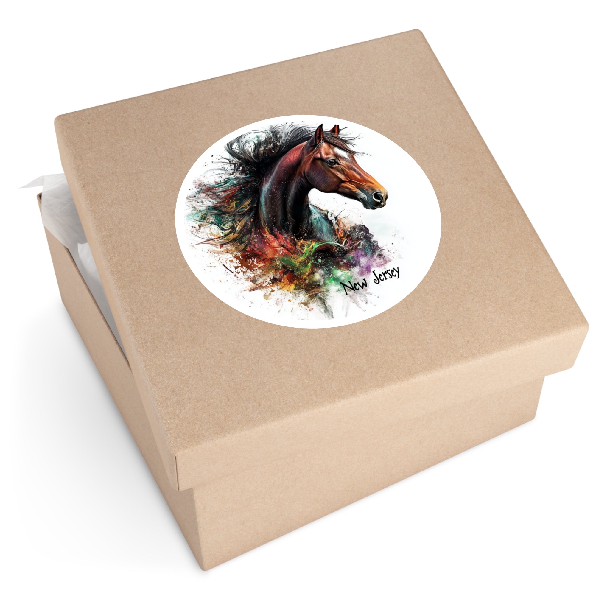 New Jersey Horse Sticker, State Animal Art, Color Splash Design, Dynamic Motion