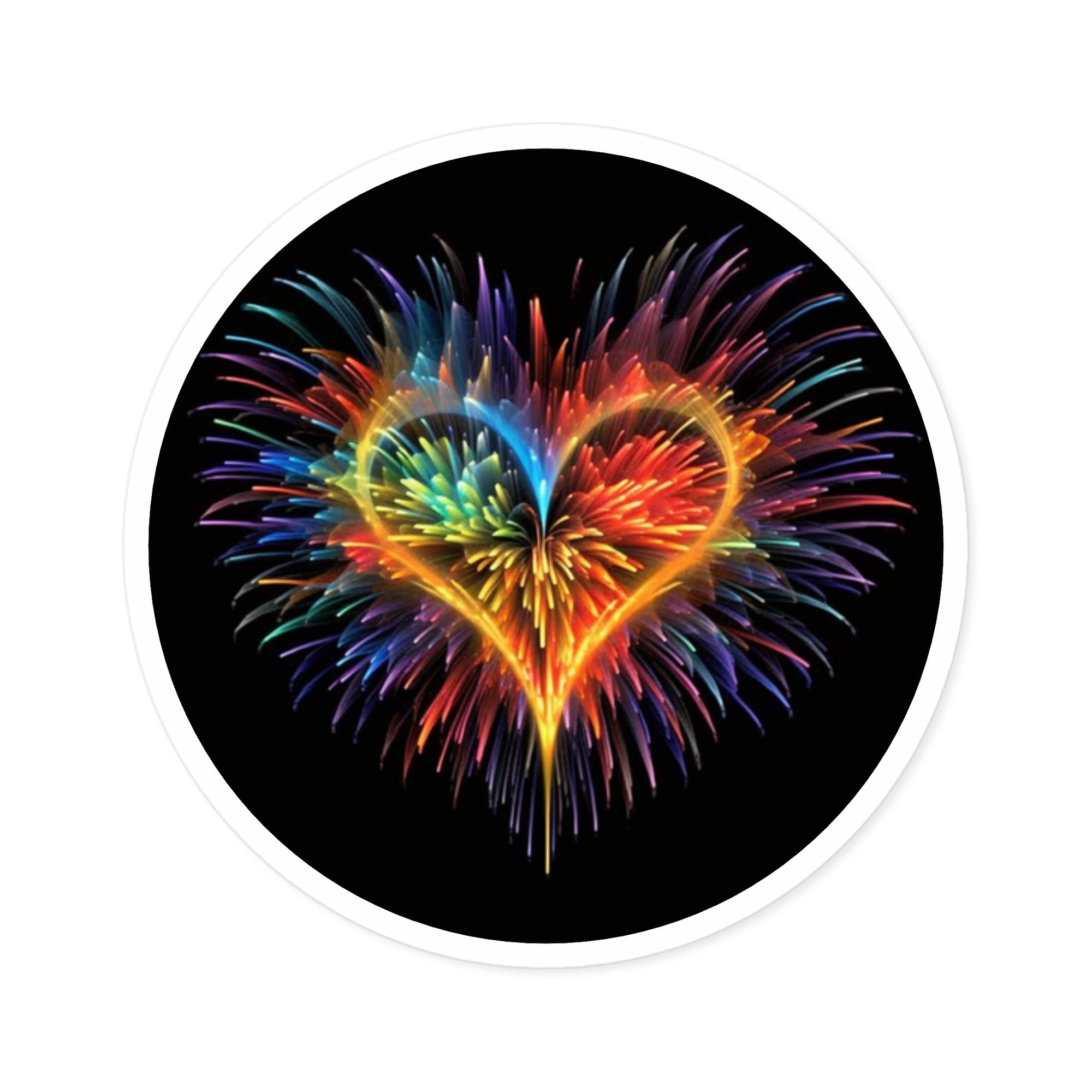 Rainbow Heart, Firework Sticker, Laptop Decal, Gift for Art Lovers