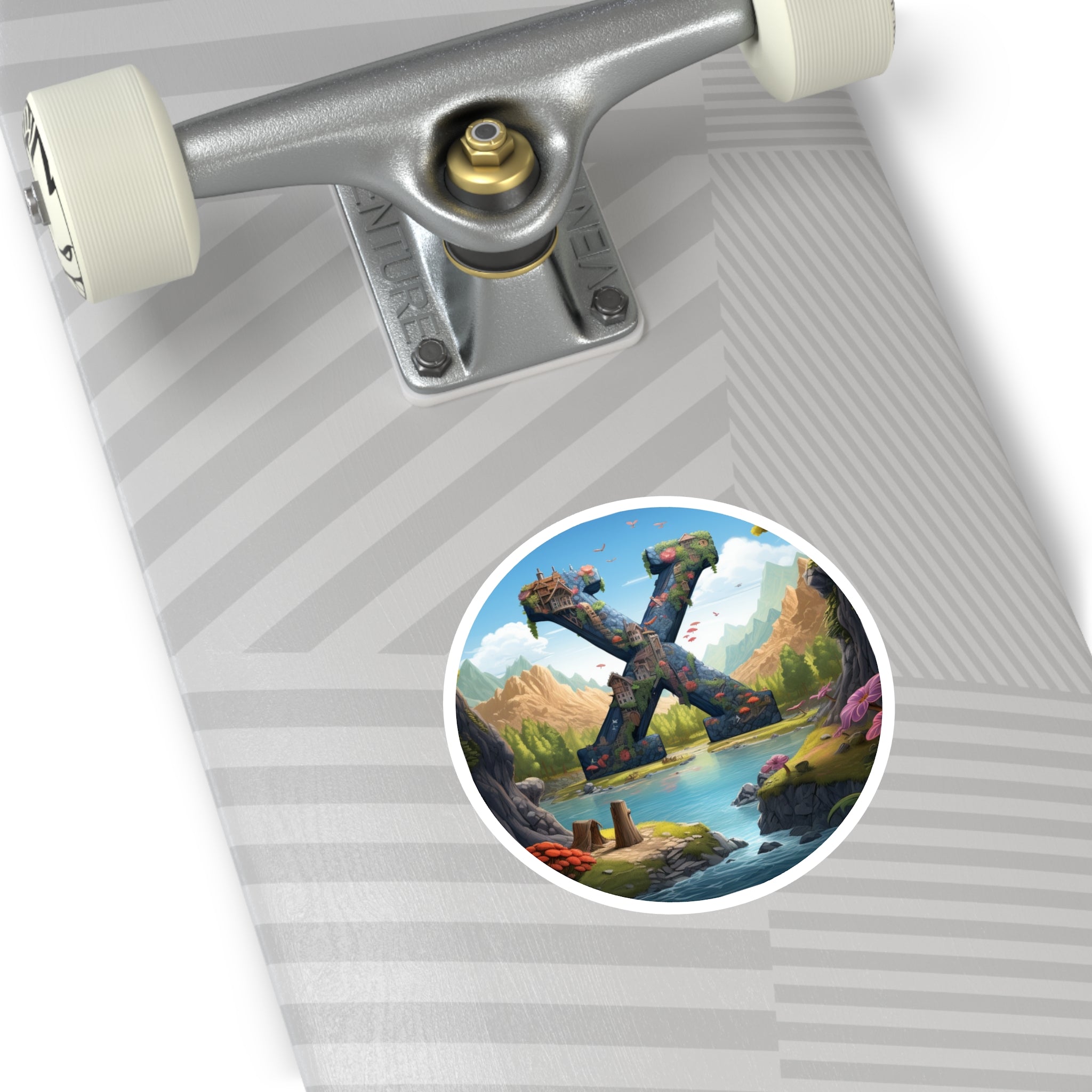 Letter X Whimsical Design, Nature Fantasy Sticker, Peaceful Gift