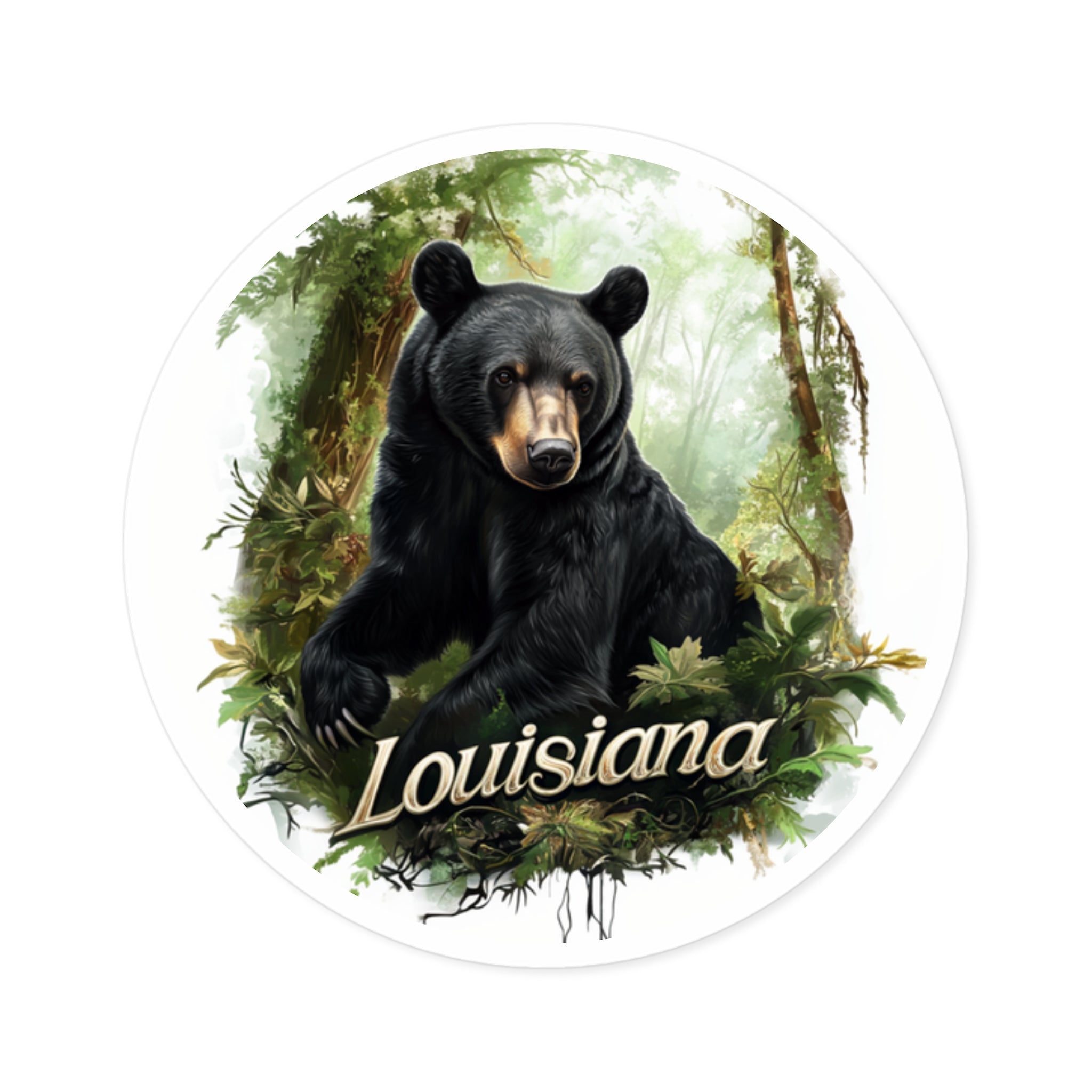 Louisiana Black Bear, Forest Wildlife Sticker, State Animal Art, Nature Design