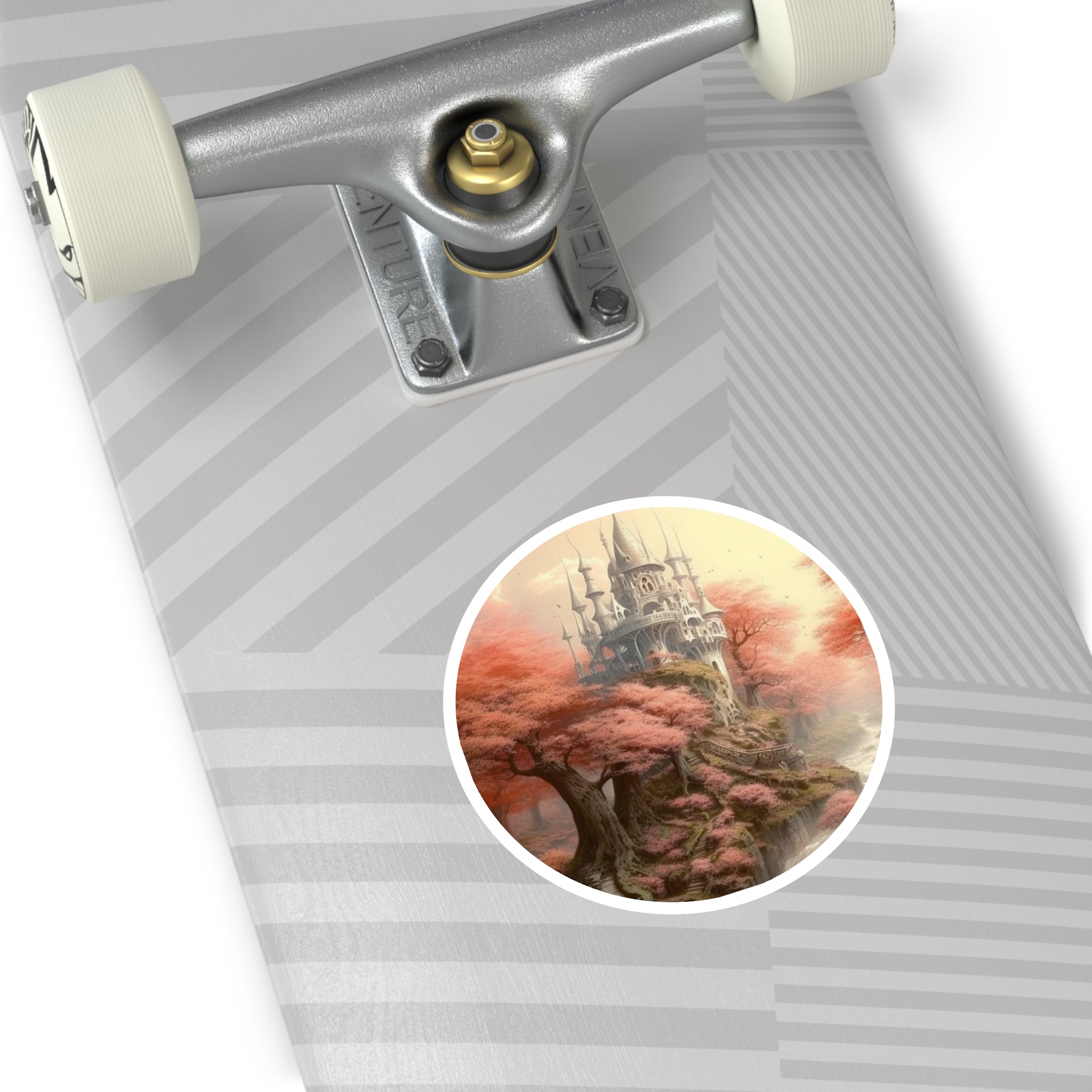 Enchanted Castle, Pink Forest Sticker, Laptop Decal, Whimsical Fantasy Gift