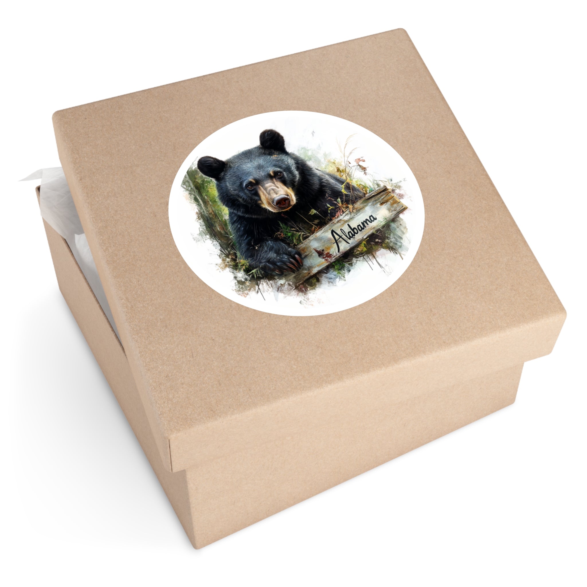 Alabama Bear, Forest Scene Sticker, Laptop or Journal, State Wildlife Design
