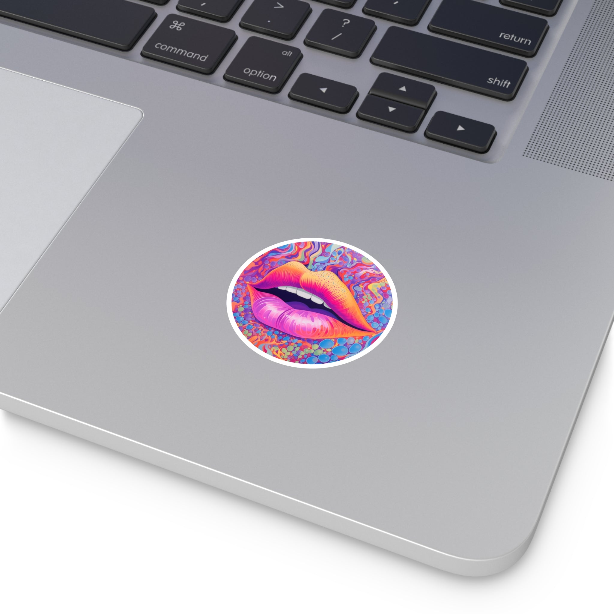 Psychedelic Lips Sticker, Trippy Pop Art Design, Color Explosion, Retro Vibe