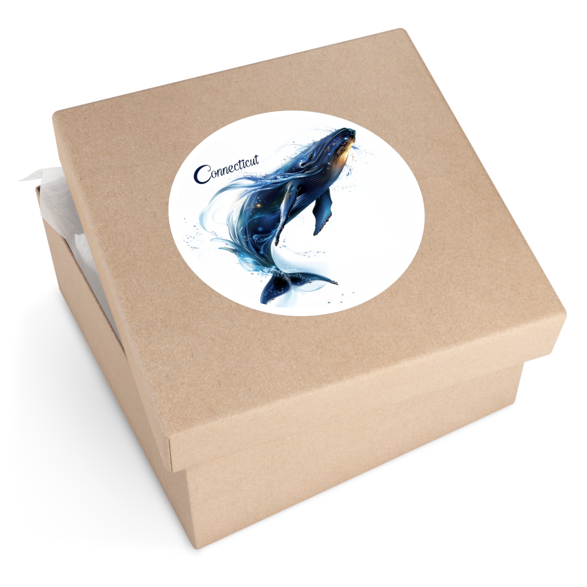 Connecticut Whale Sticker, State Marine Animal Design, Elegant Ocean Art