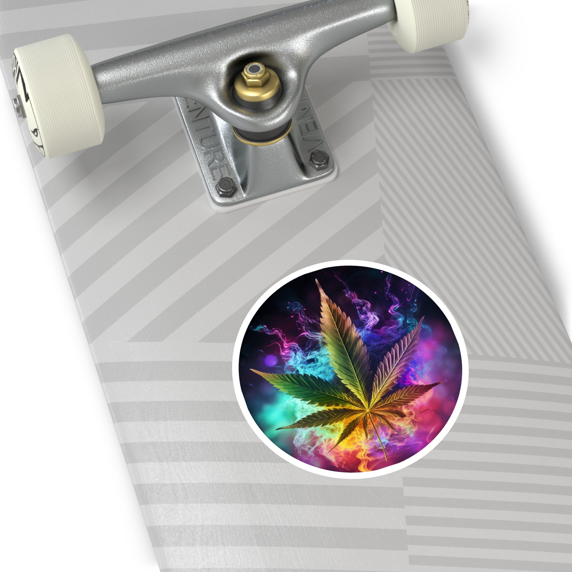 Colorful Leaf Art Sticker, Vibrant Smoke Style, Aesthetic Design, Bold Statement