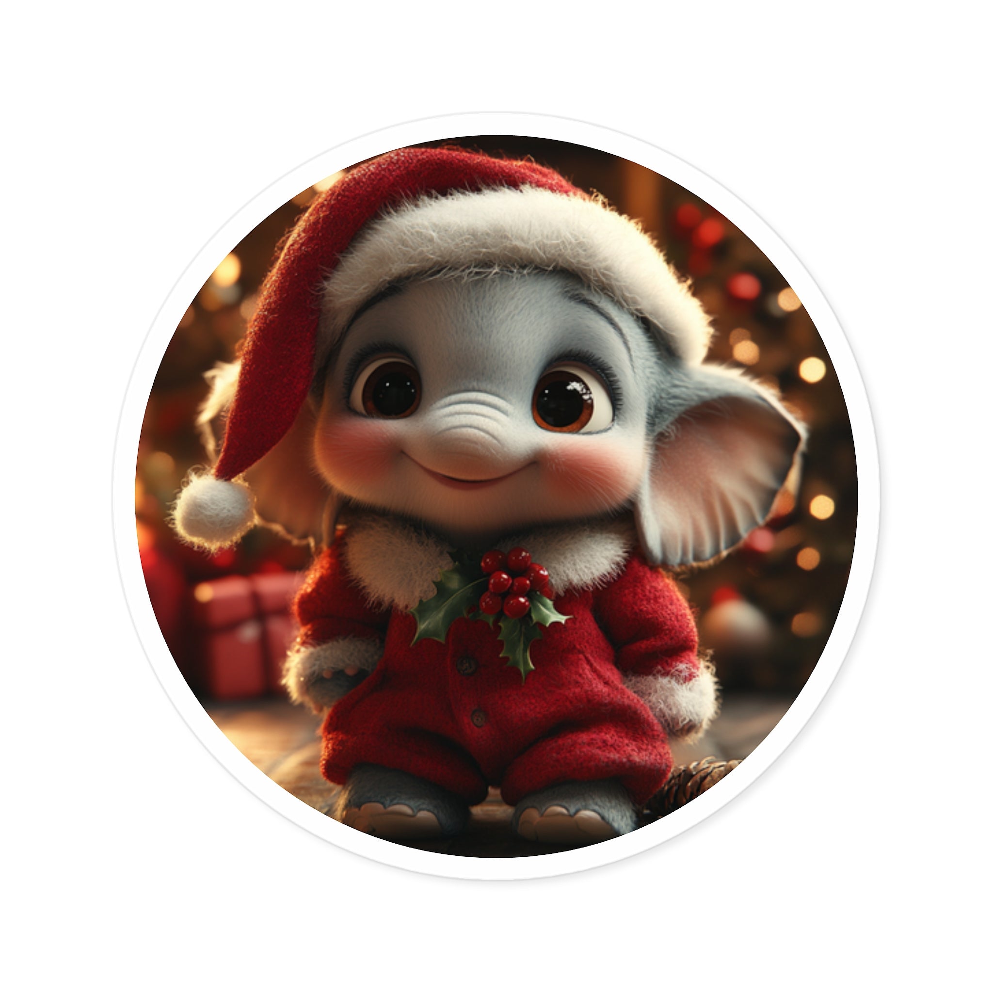 Christmas Elephant Sticker, Cute Baby Design, Holiday Art, Festive Gift