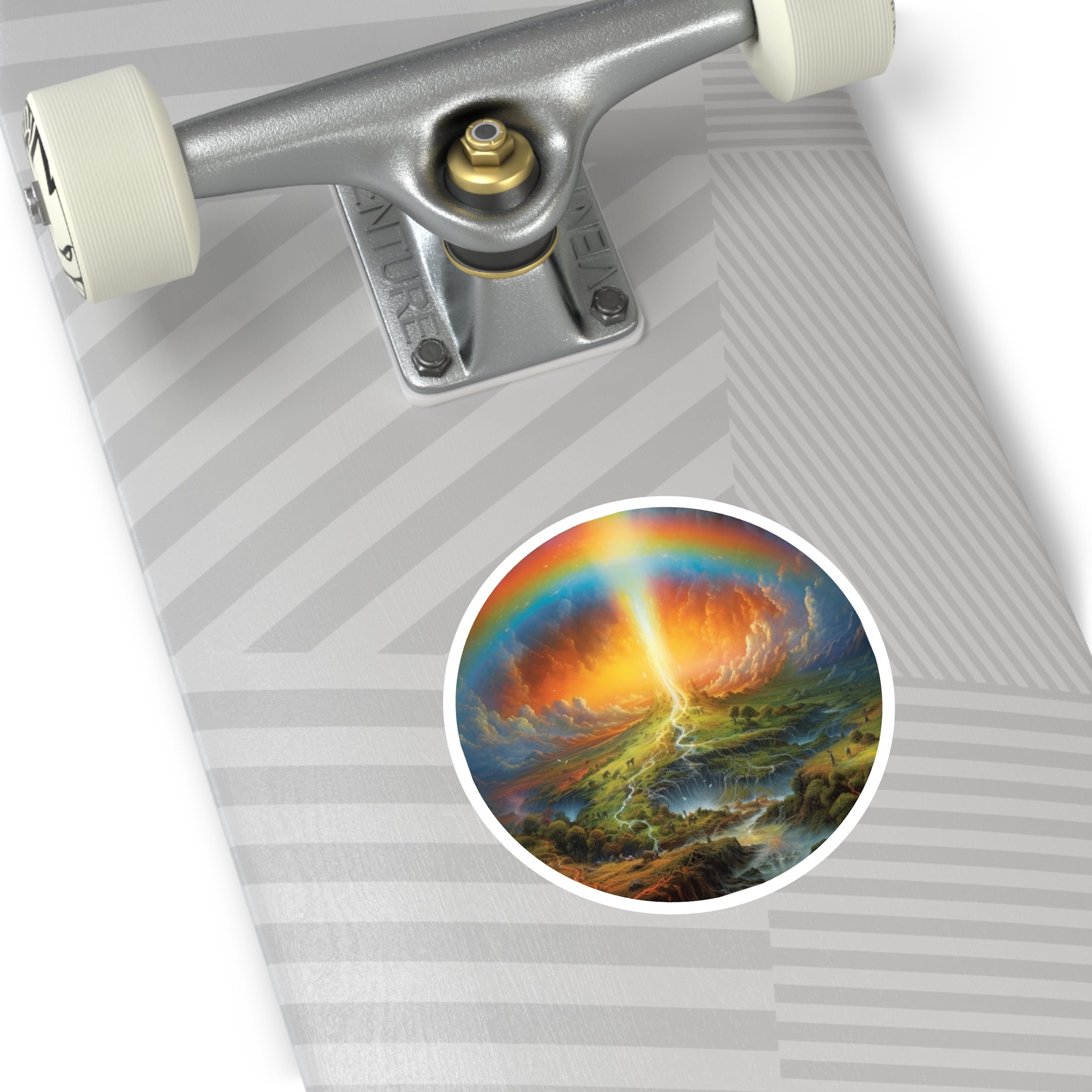 rainbow landscape sticker, fantasy sky art, laptop decor, inspirational gift