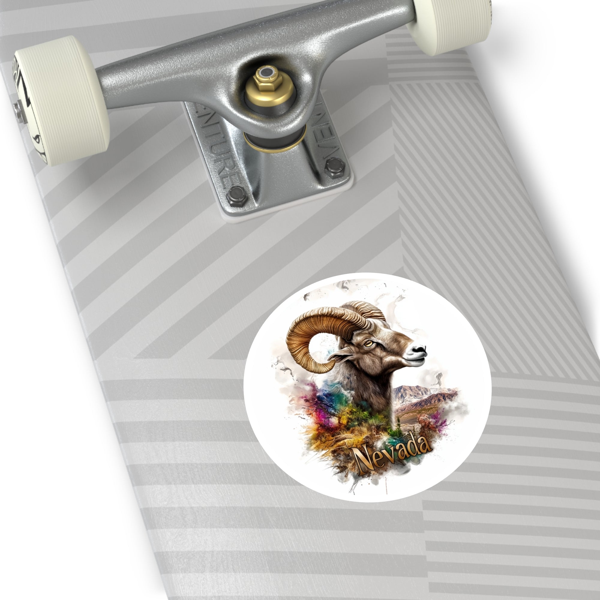 Colorful Bighorn Sheep Sticker, Nevada Art, Watercolor Wildlife Design