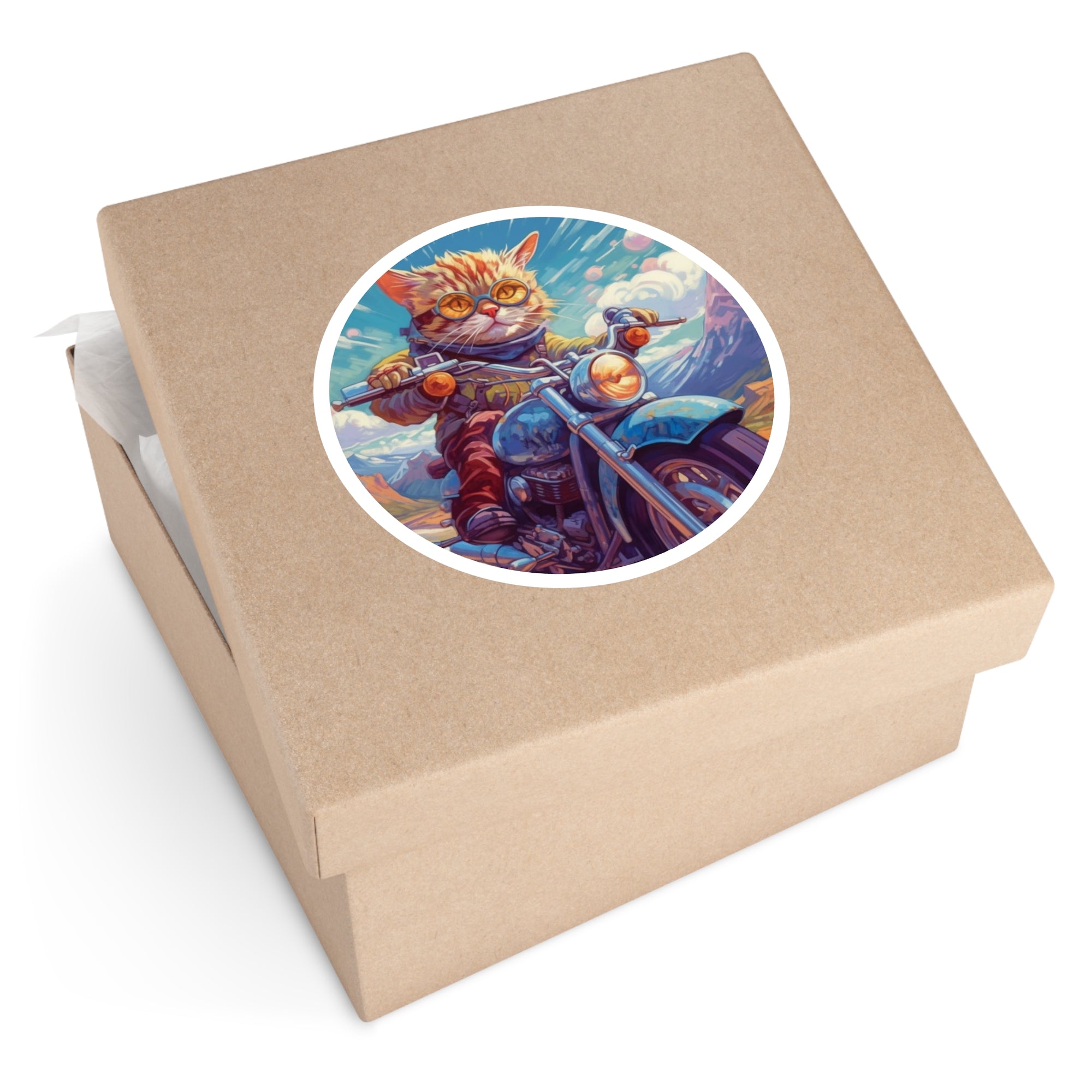 Motorcycle Cat, Adventure Sticker, Fun Design, Whimsical Road Art