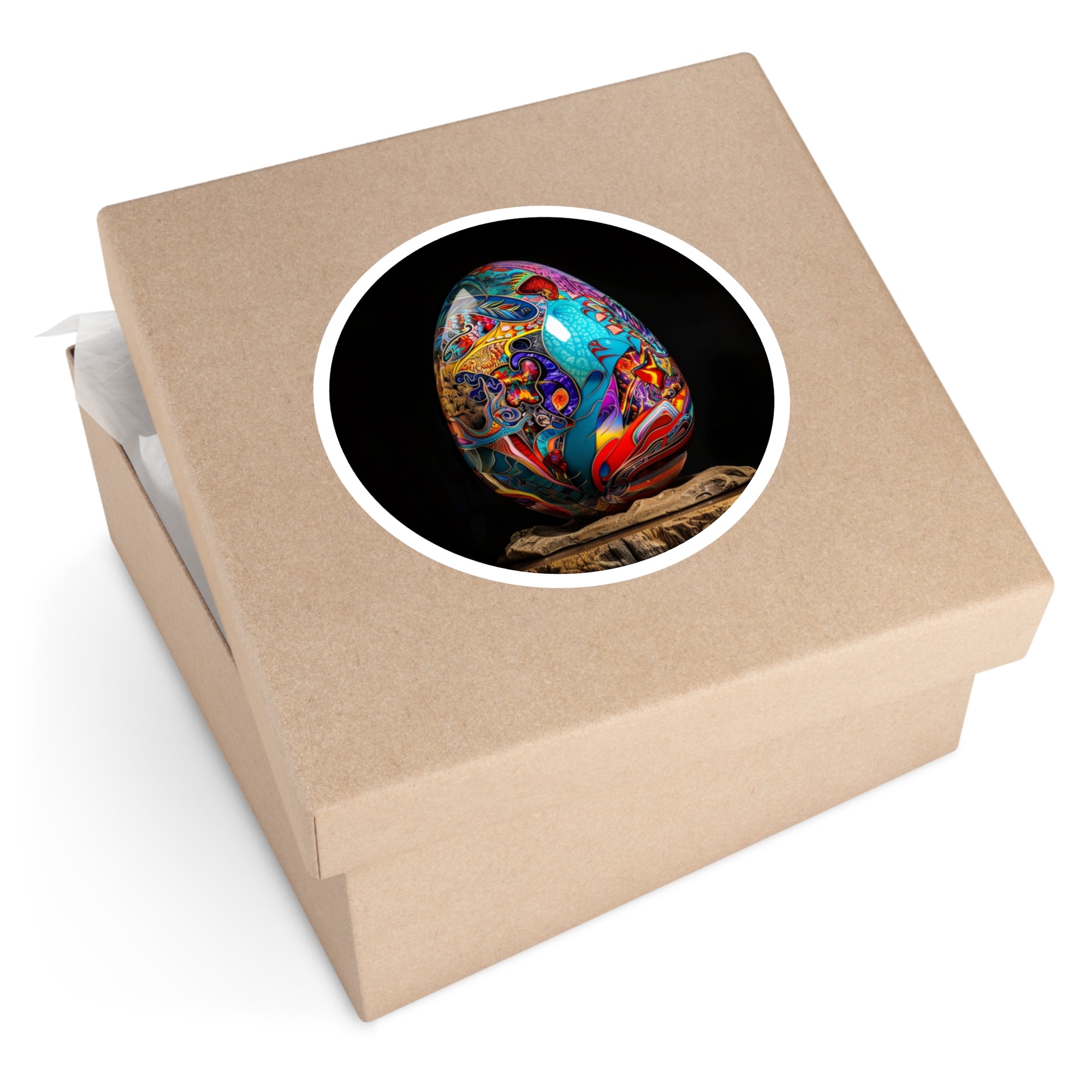 Colorful Decorative Egg, Artistic Pattern Sticker, Abstract Design, Bold Art