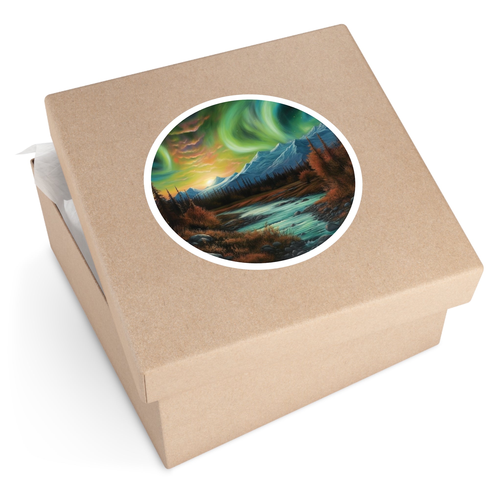 Northern Lights Sticker, Aurora Landscape Art, Tranquil Night Design, Nature Gift