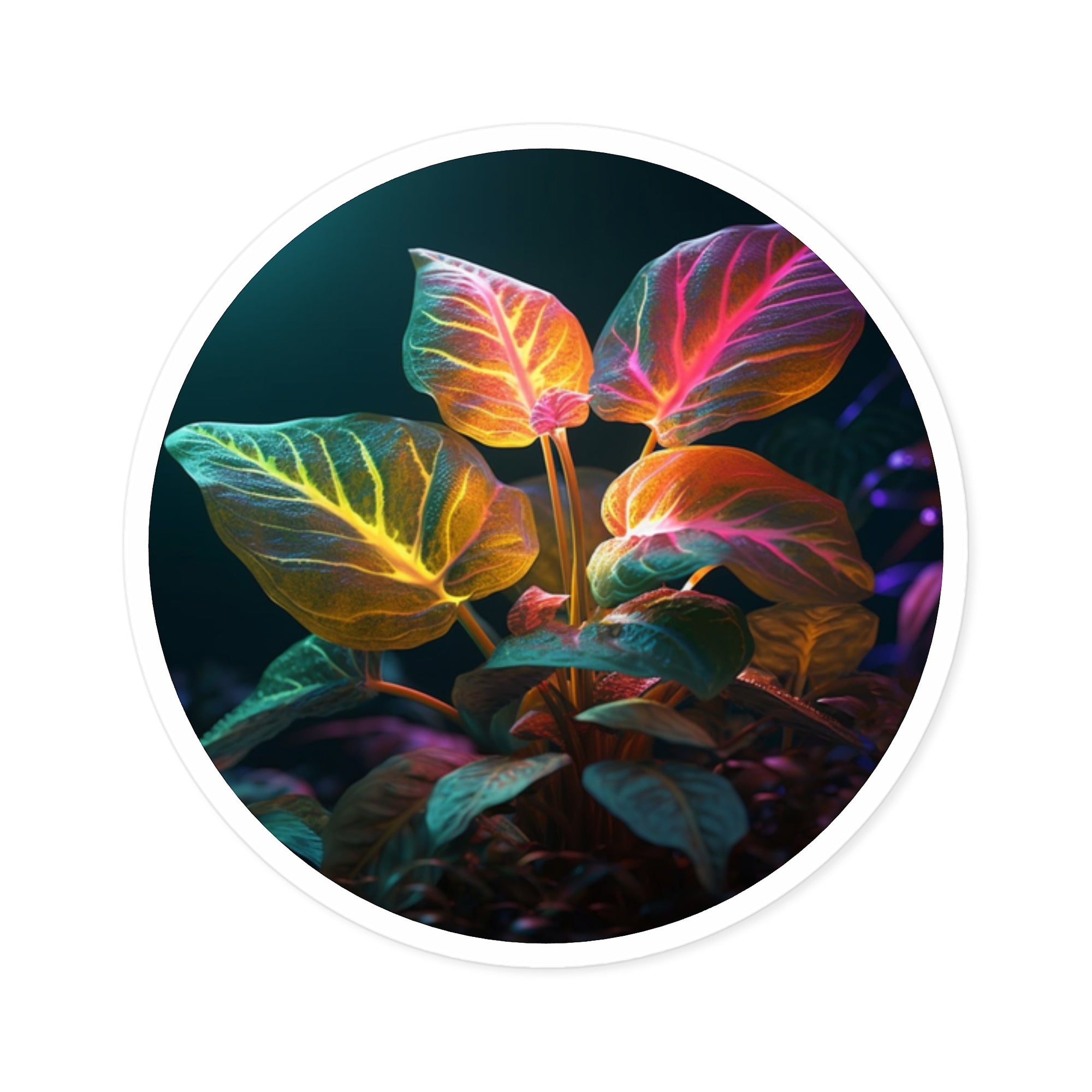 Colorful Leaf Cluster, Fantasy Plant Sticker, Nature Art, Bright Decor