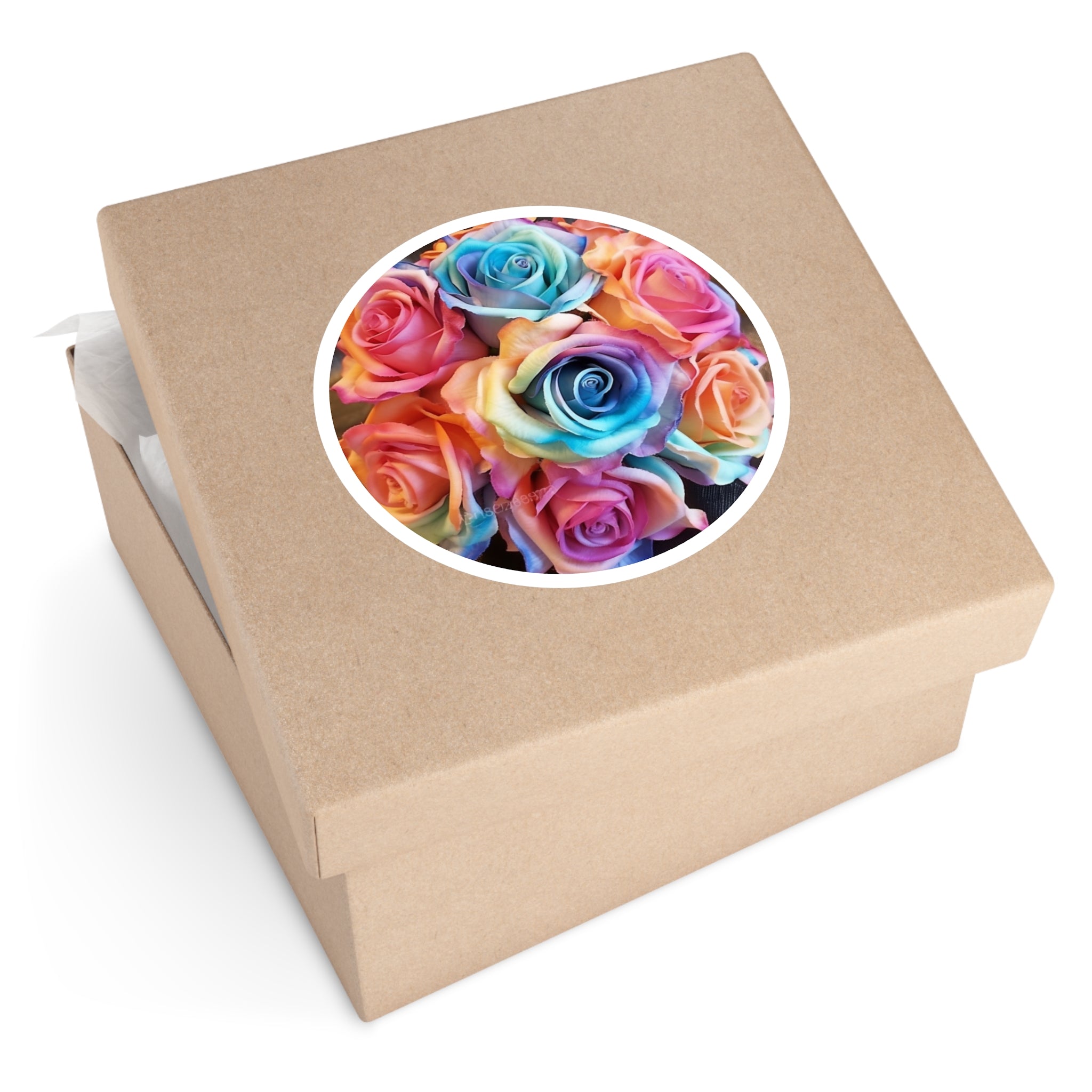Rainbow Roses, Colorful Flower Sticker, Wedding Art, Joyful Gift