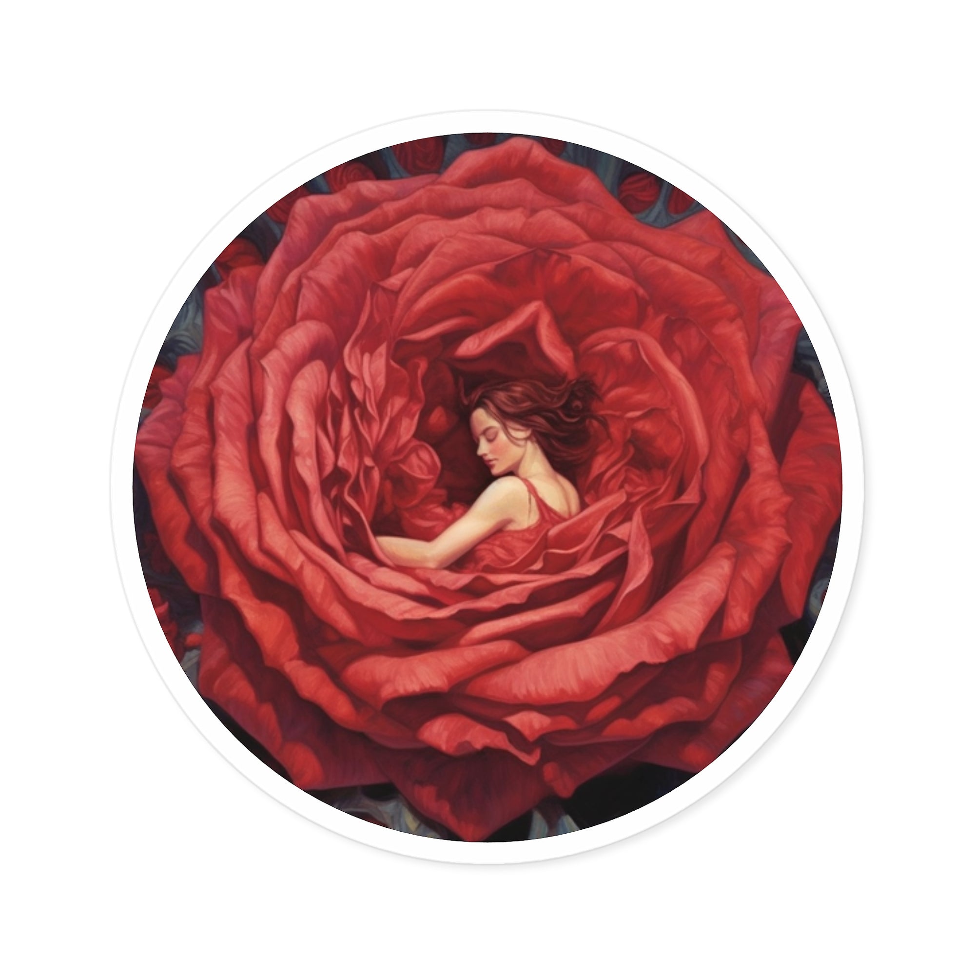 Rose Dream, Sleeping Beauty Sticker, Floral Fantasy, Romantic Gift