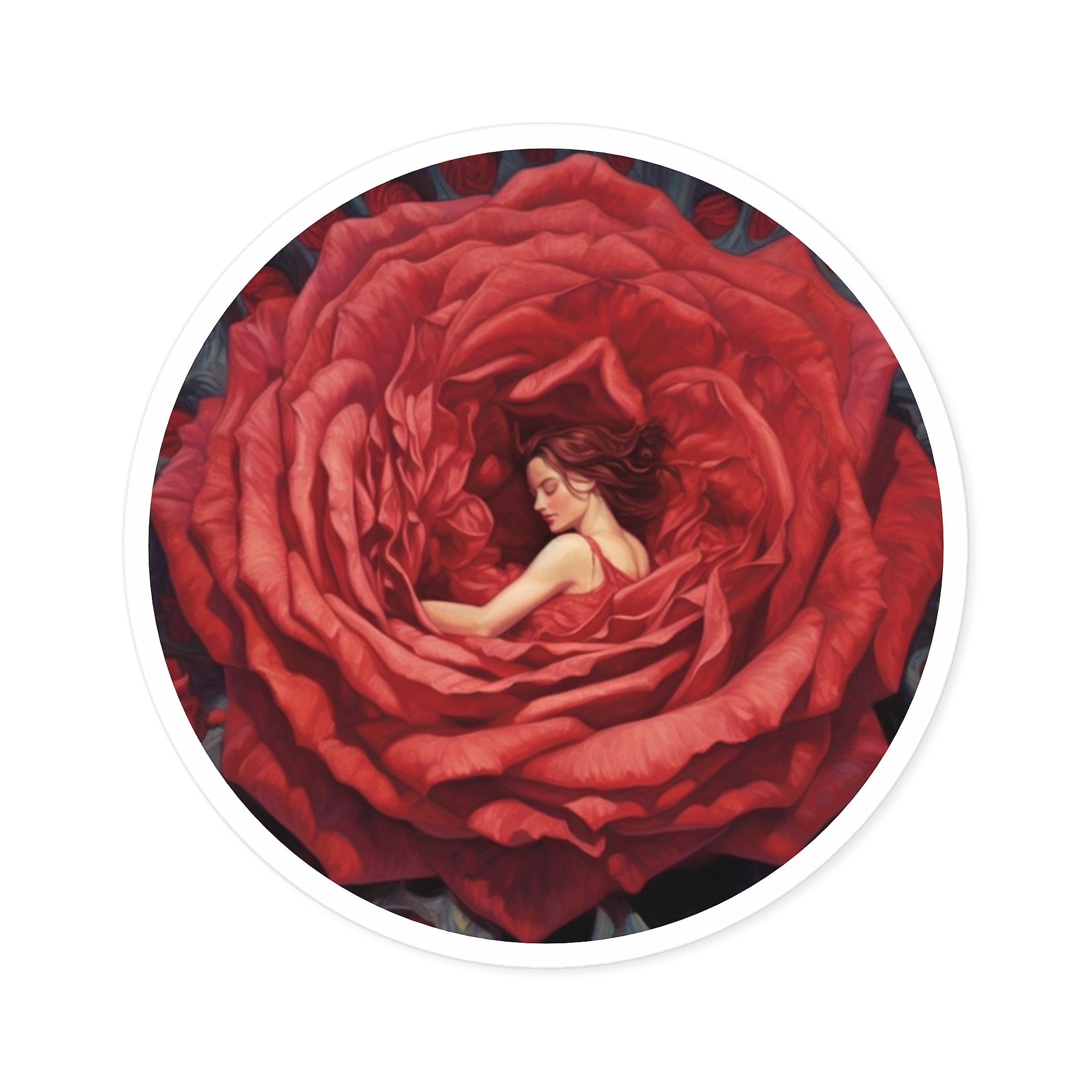 Rose Dream, Sleeping Beauty Sticker, Floral Fantasy, Romantic Gift