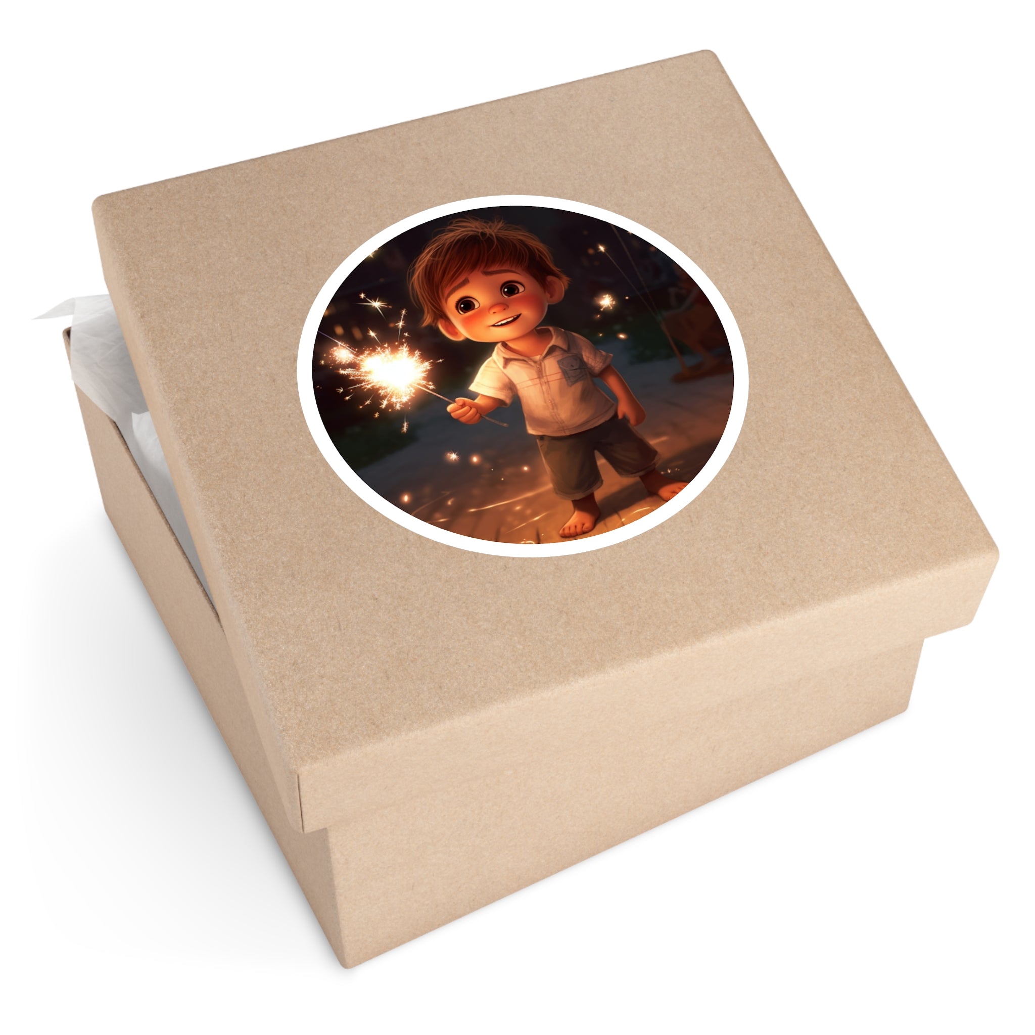 Kid With Sparkler, Cute Art Sticker, Celebration Decor, Fun Gift
