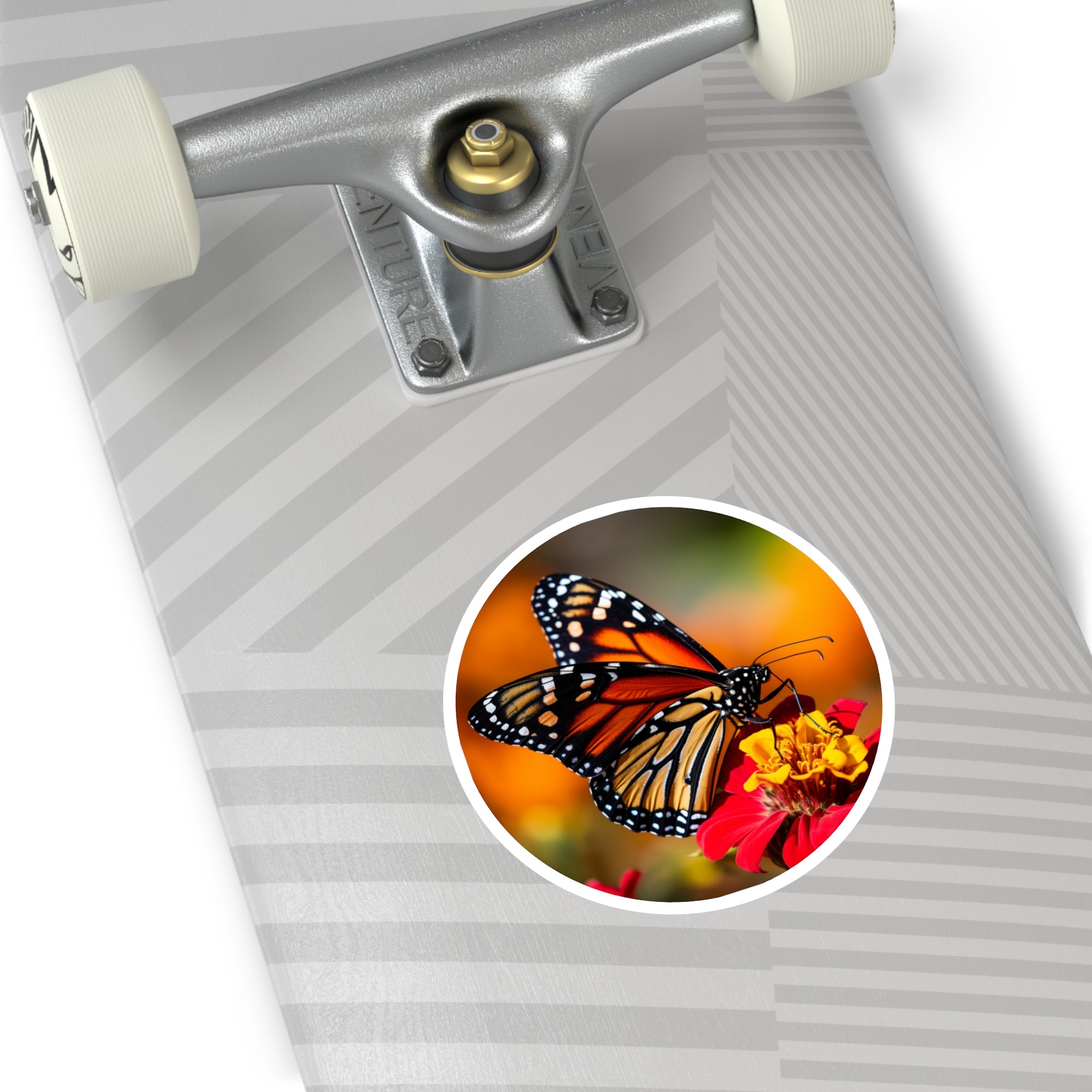 Monarch on Flower, Realistic Sticker, Laptop Decal, Nature Inspired Gift